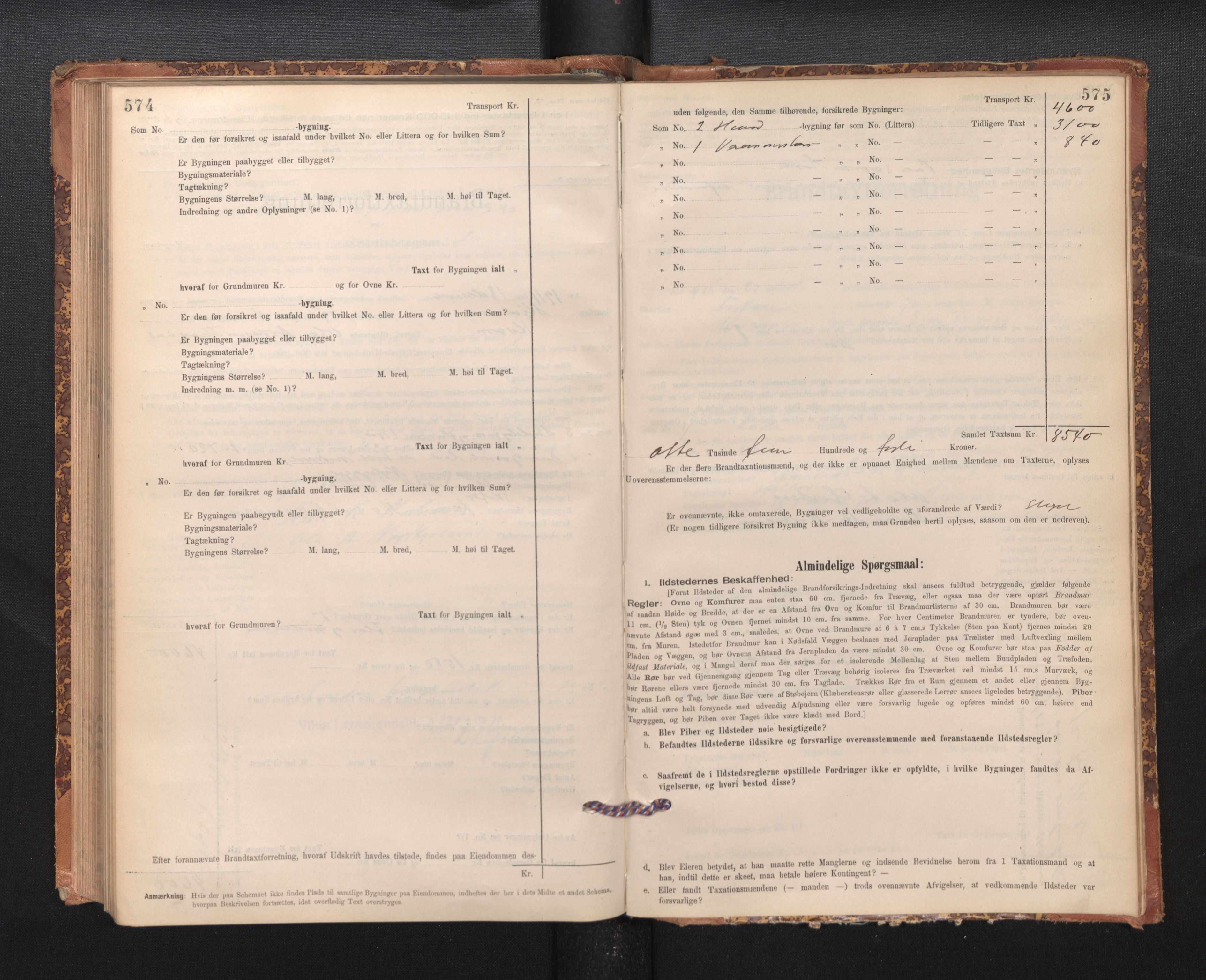 Lensmannen i Kvam, SAB/A-33201/0012/L0005: Branntakstprotokoll, skjematakst, 1894-1913, s. 574-575