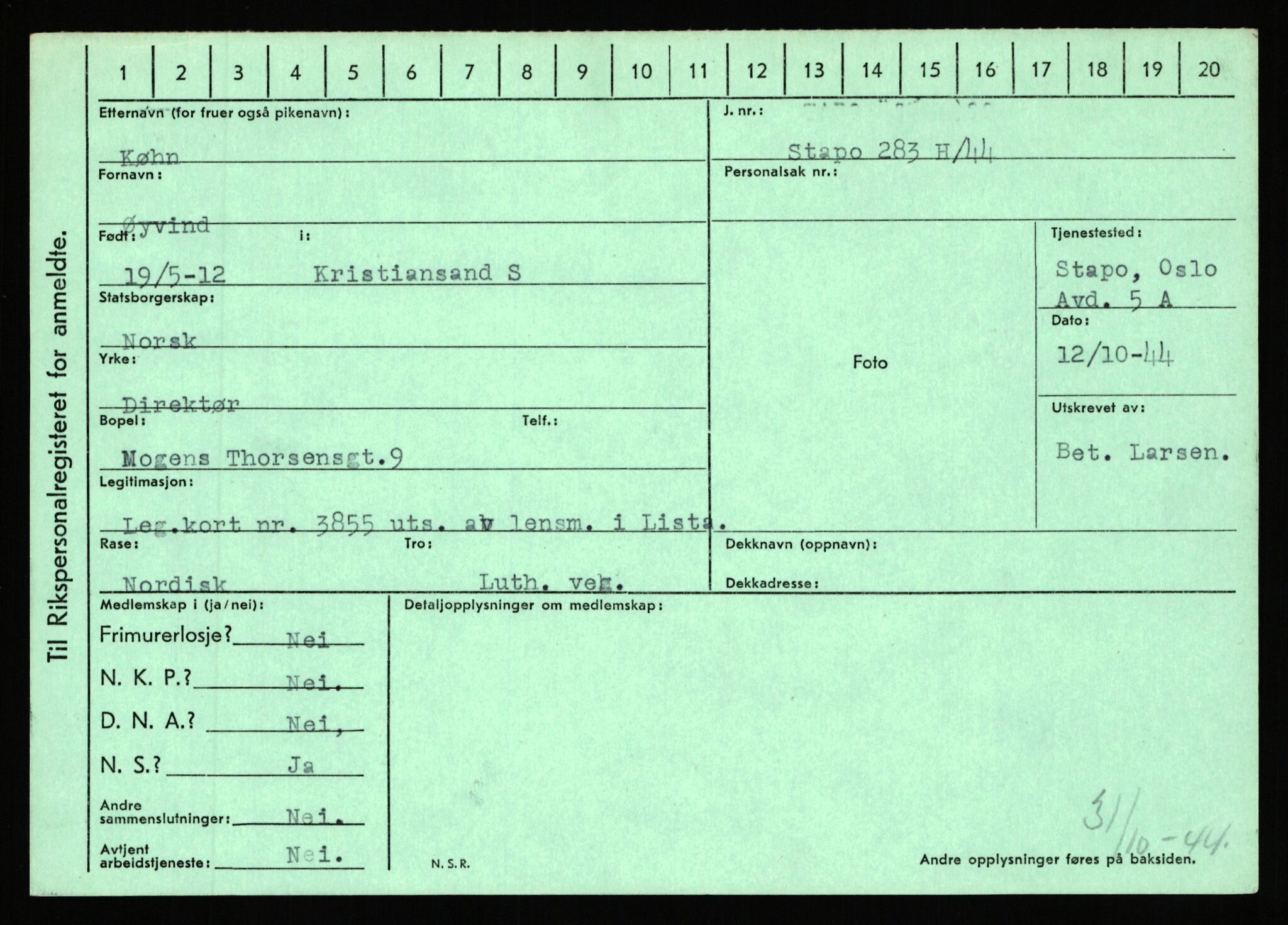 Statspolitiet - Hovedkontoret / Osloavdelingen, AV/RA-S-1329/C/Ca/L0009: Knutsen - Limstrand, 1943-1945, s. 2472