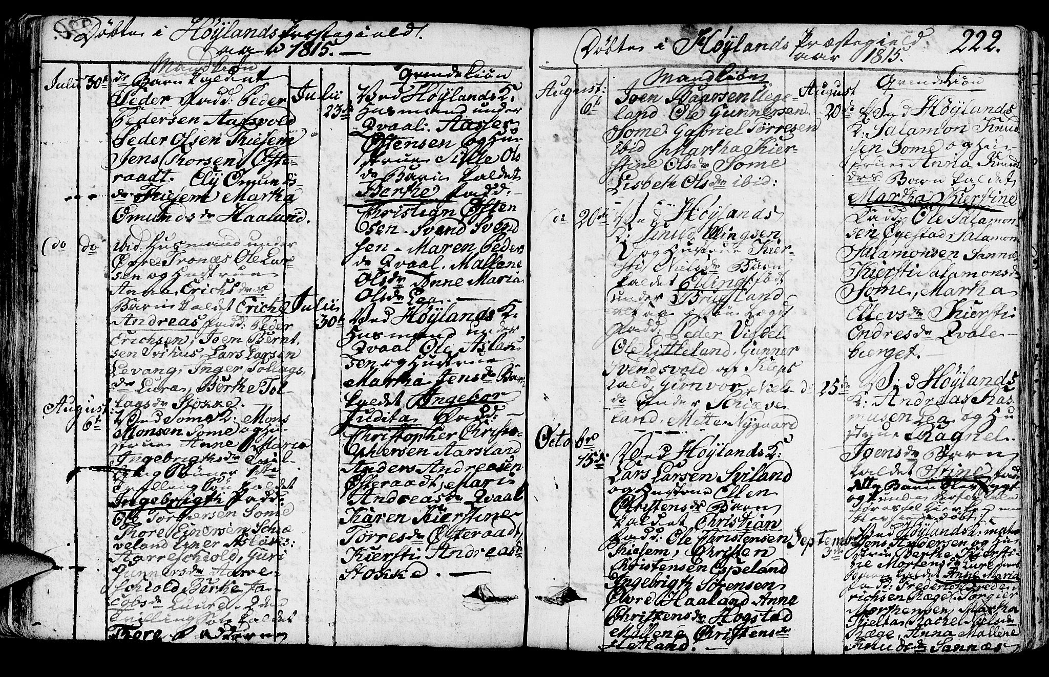 Høyland sokneprestkontor, AV/SAST-A-101799/001/30BA/L0005: Ministerialbok nr. A 5, 1804-1815, s. 222