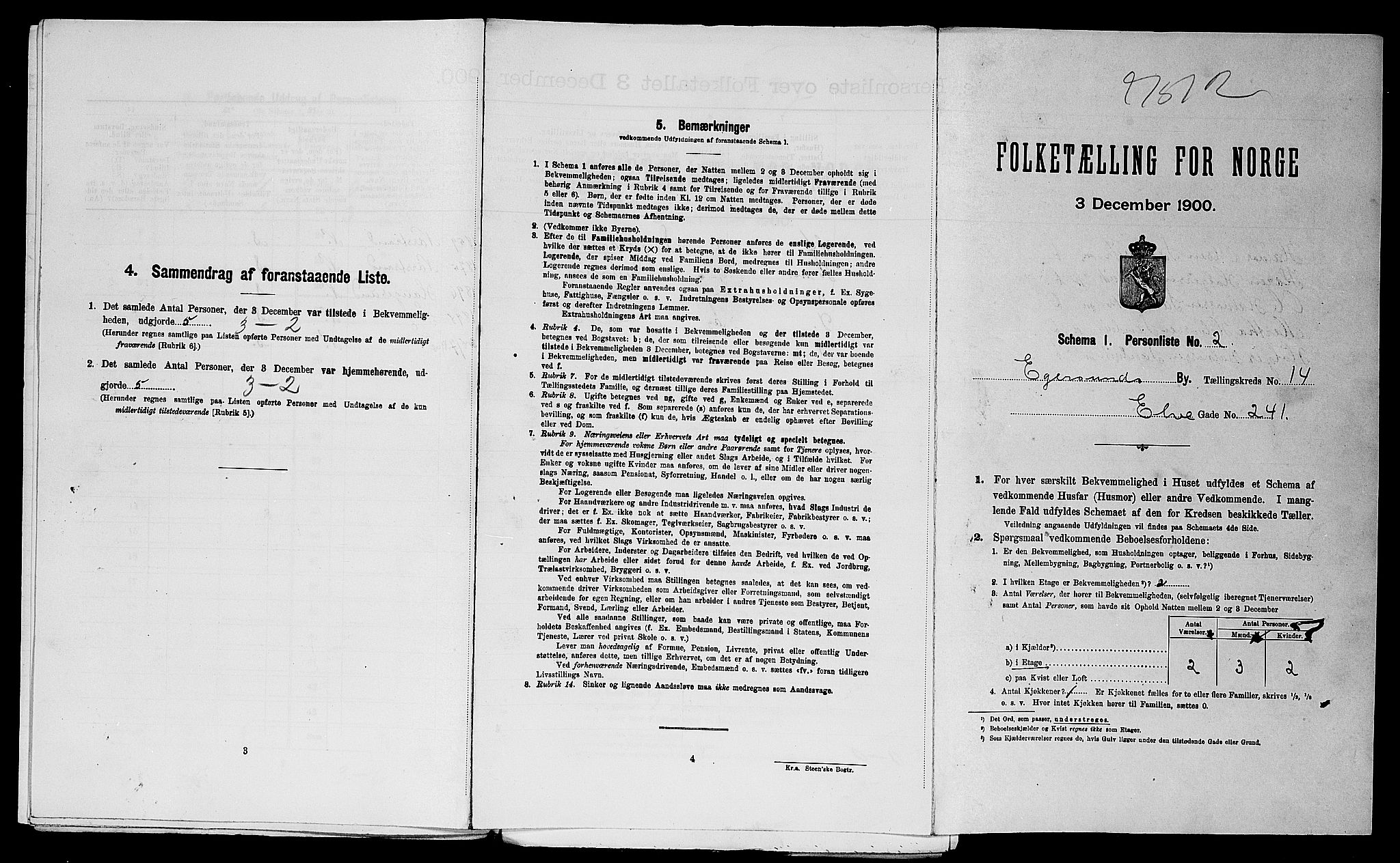 SAST, Folketelling 1900 for 1101 Egersund ladested, 1900, s. 1539