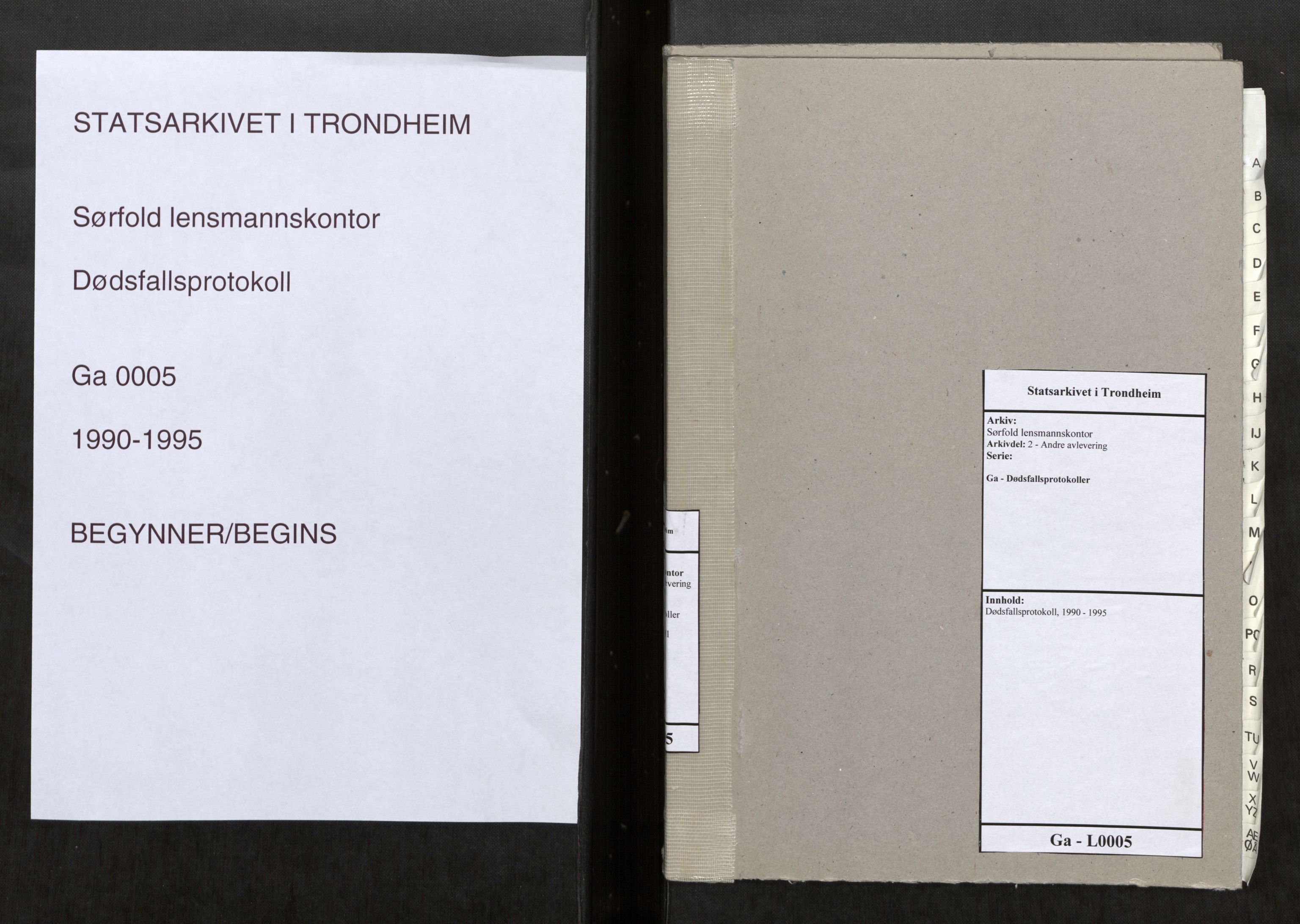 Sørfold lensmannskontor, SAT/A-5711/2/Ga/L0005: Dødsfallsprotokoll, 1990-1995
