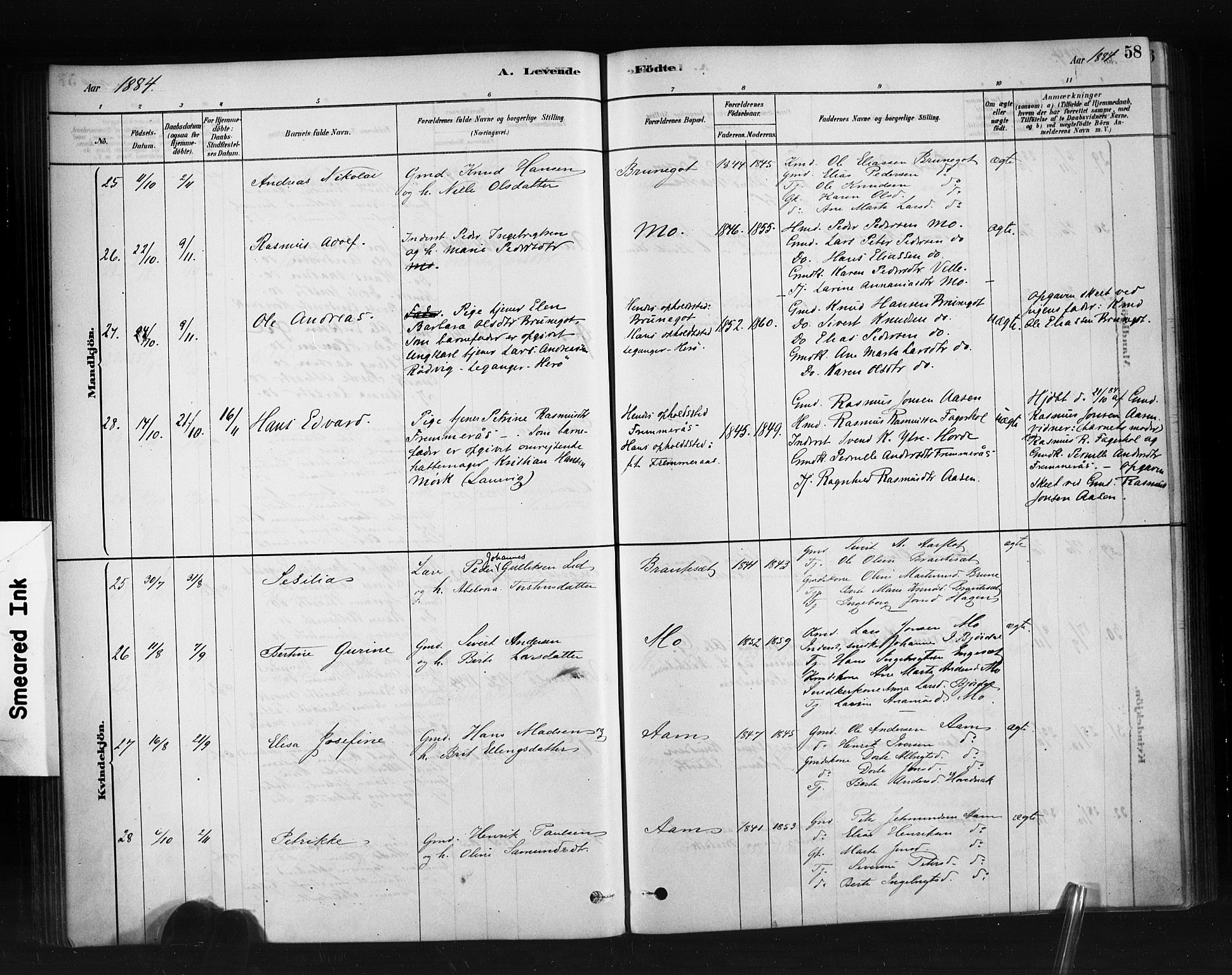 Ministerialprotokoller, klokkerbøker og fødselsregistre - Møre og Romsdal, AV/SAT-A-1454/513/L0176: Ministerialbok nr. 513A03, 1877-1889, s. 58