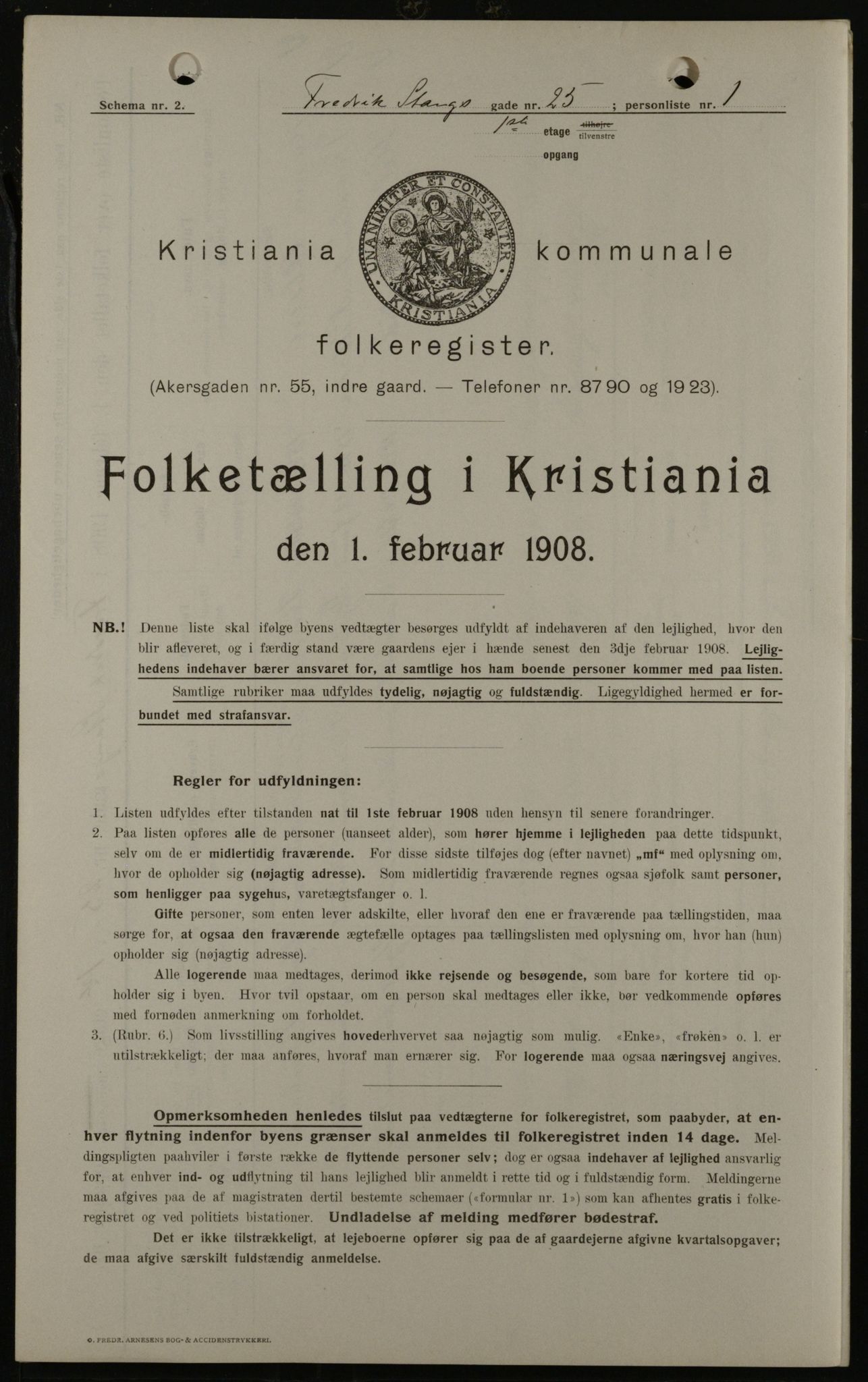 OBA, Kommunal folketelling 1.2.1908 for Kristiania kjøpstad, 1908, s. 24076