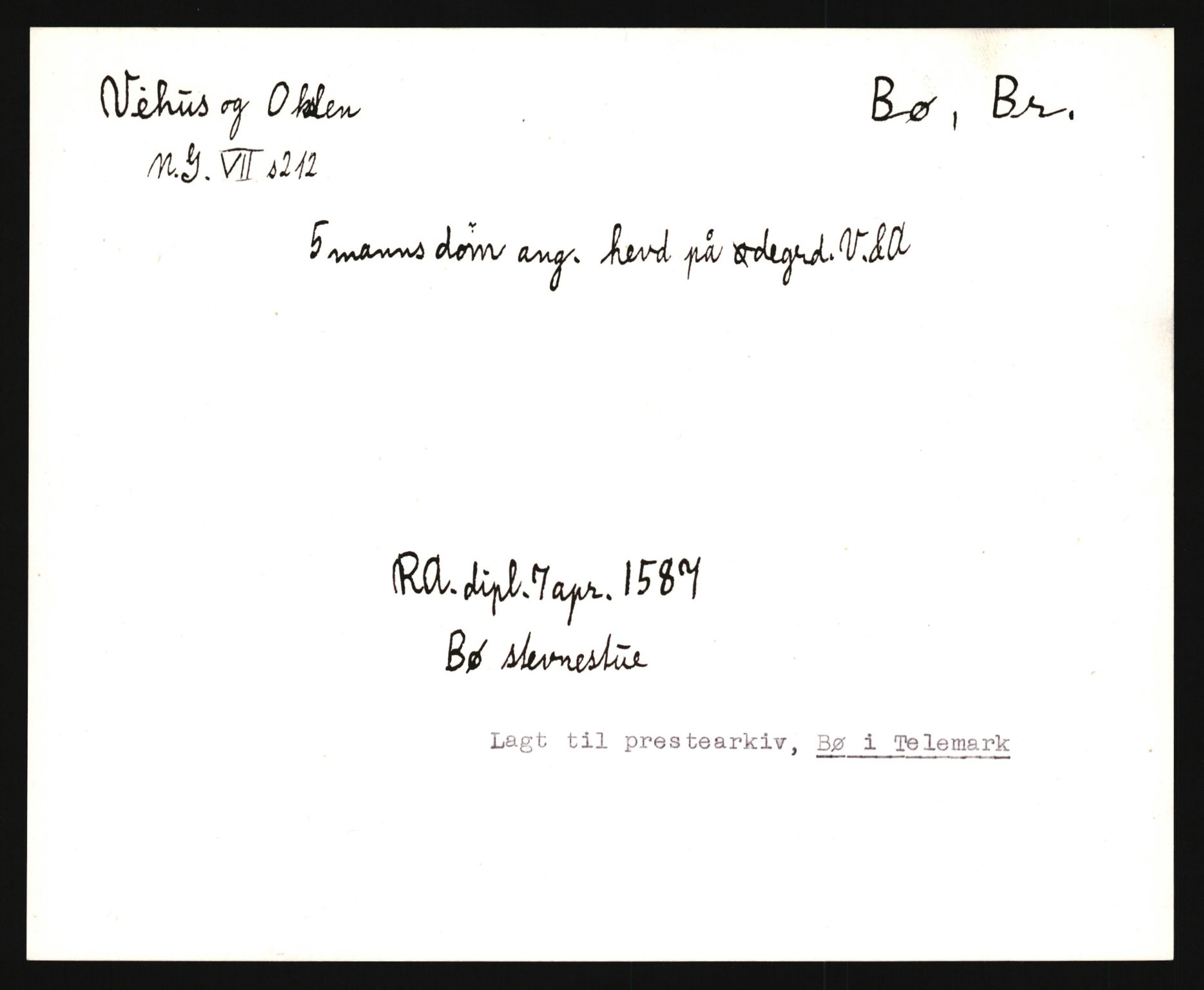 Riksarkivets diplomsamling, AV/RA-EA-5965/F35/F35e/L0020: Registreringssedler Telemark 1, 1400-1700, s. 495