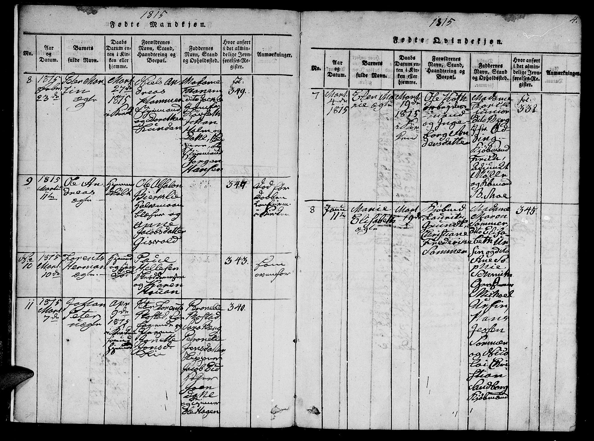 Ministerialprotokoller, klokkerbøker og fødselsregistre - Sør-Trøndelag, SAT/A-1456/602/L0107: Ministerialbok nr. 602A05, 1815-1821, s. 4