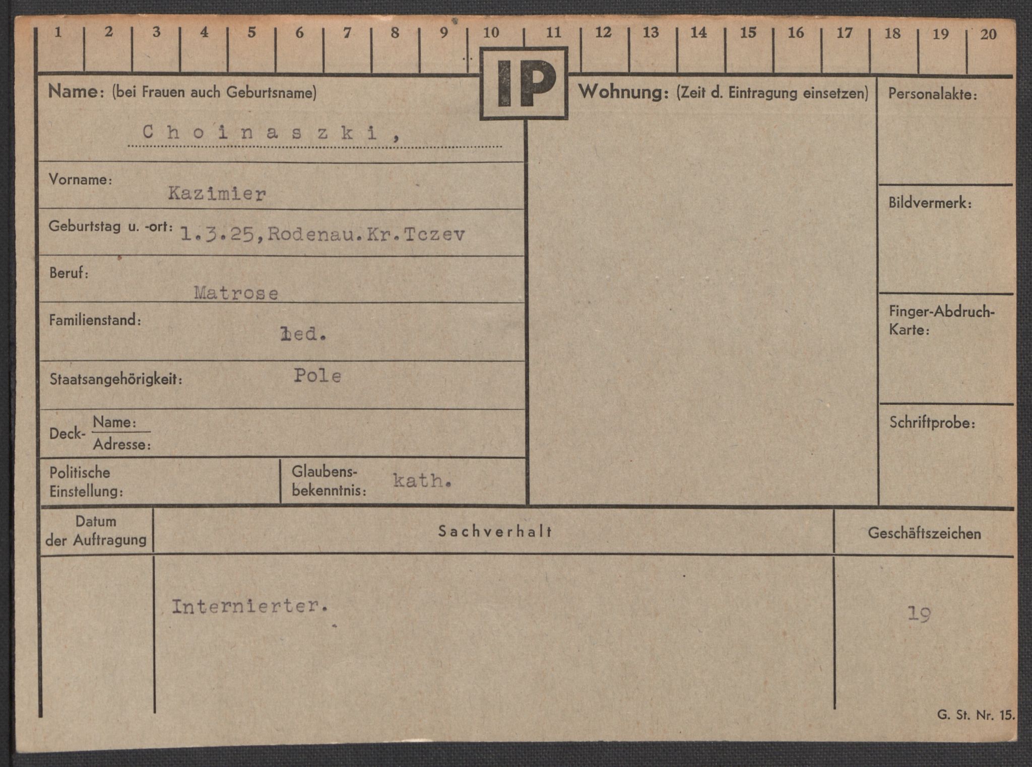 Befehlshaber der Sicherheitspolizei und des SD, AV/RA-RAFA-5969/E/Ea/Eaa/L0002: Register over norske fanger i Møllergata 19: Bj-Eng, 1940-1945, s. 689