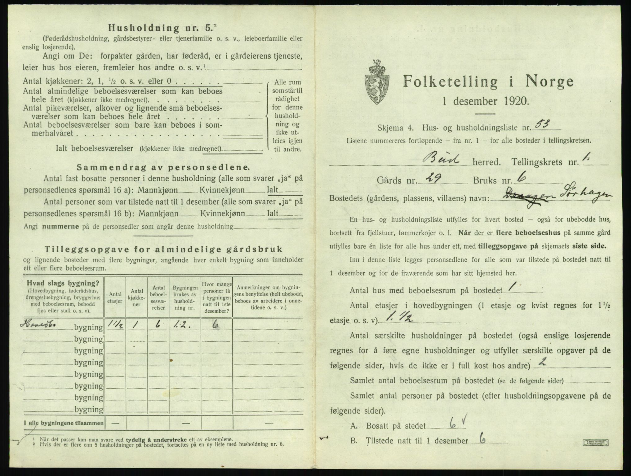 SAT, Folketelling 1920 for 1549 Bud herred, 1920, s. 126