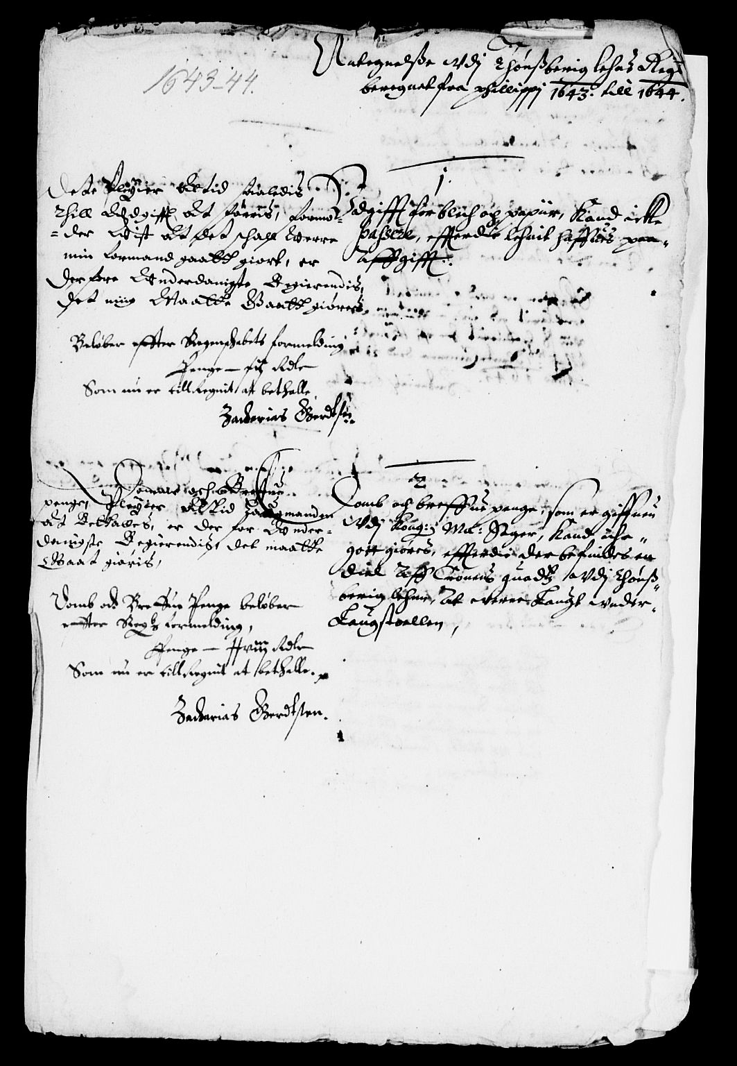 Rentekammeret inntil 1814, Reviderte regnskaper, Lensregnskaper, AV/RA-EA-5023/R/Rb/Rbo/L0025: Tønsberg len, 1643-1645