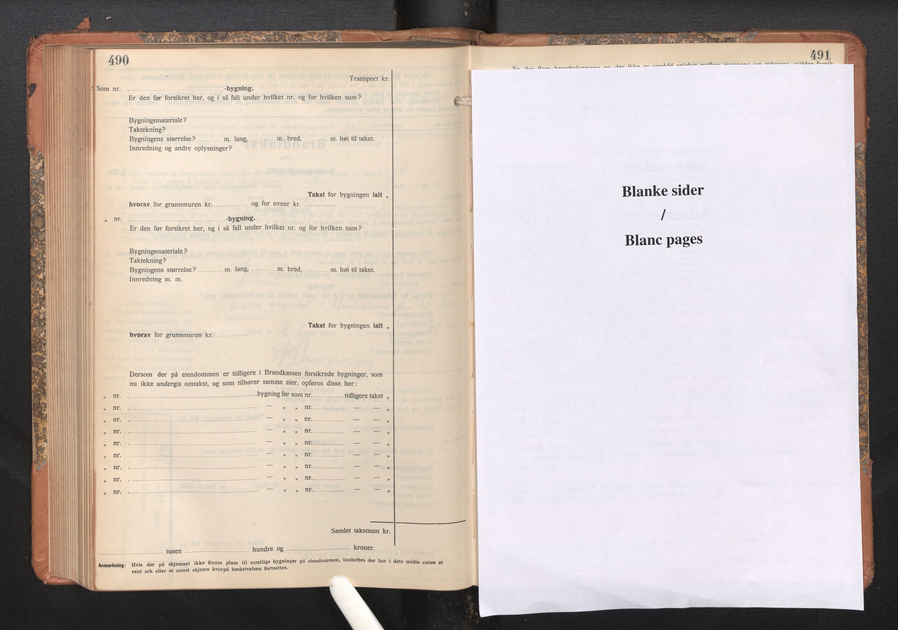 Lensmannen i Fana, AV/SAB-A-31801/0012/L0024: Branntakstprotokoll skjematakst, 1935-1948, s. 490-491
