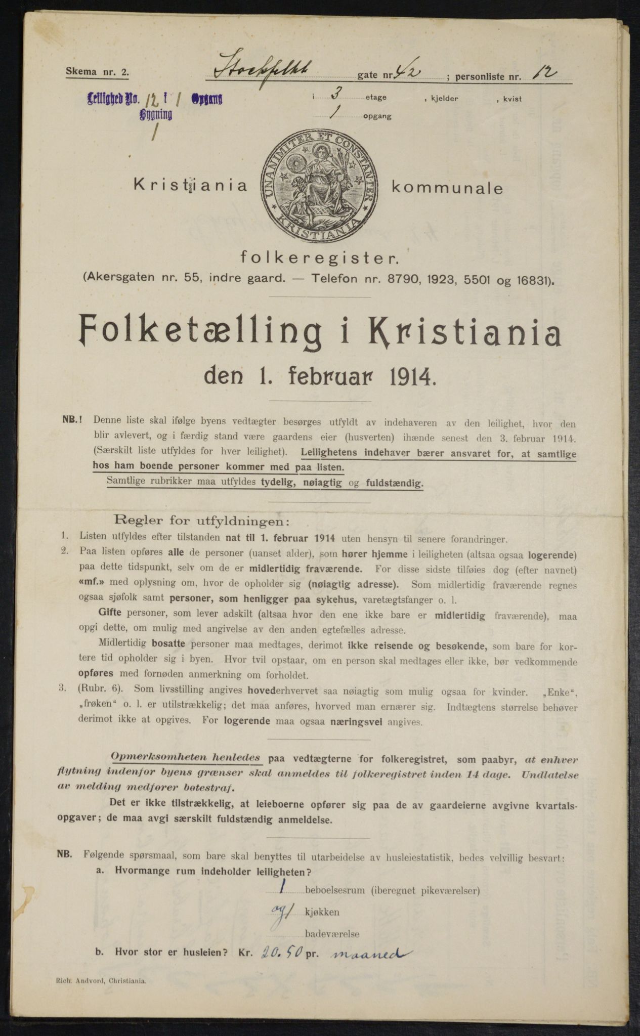 OBA, Kommunal folketelling 1.2.1914 for Kristiania, 1914, s. 102271