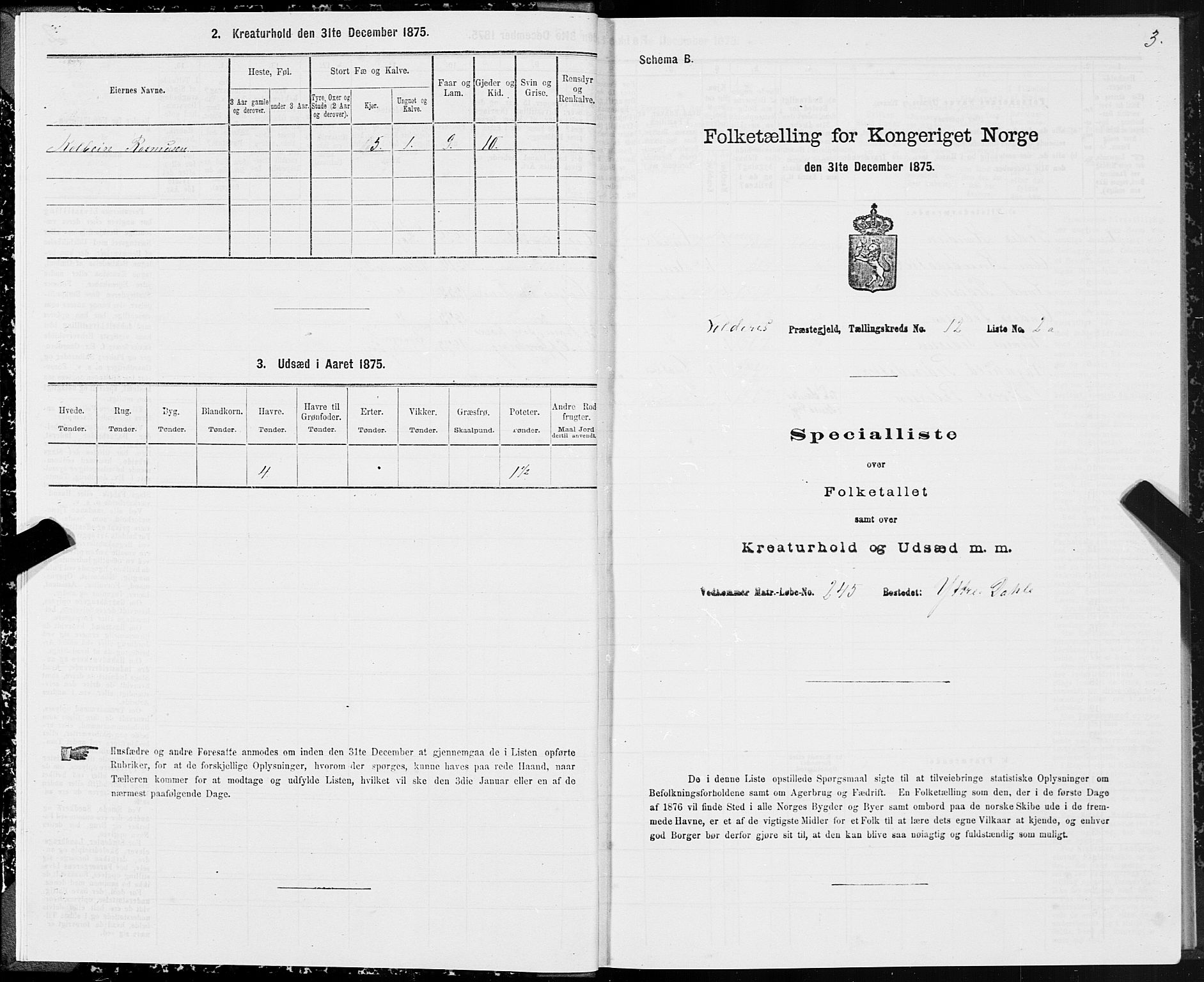 SAT, Folketelling 1875 for 1519P Volda prestegjeld, 1875, s. 7003