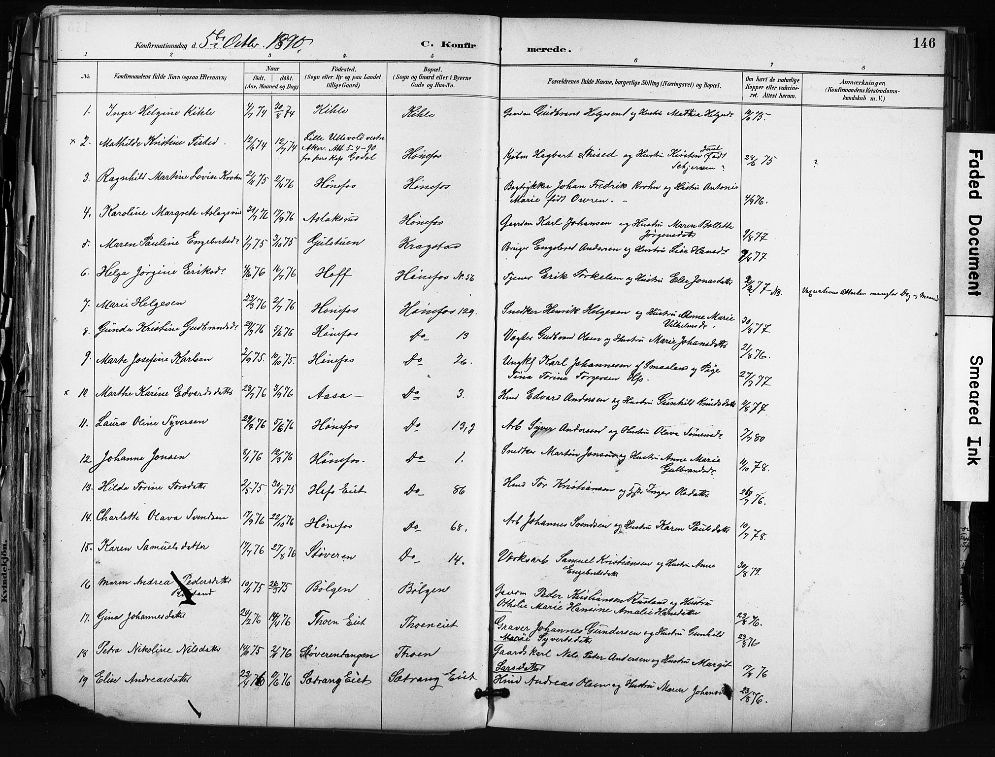 Hønefoss kirkebøker, AV/SAKO-A-609/F/Fa/L0002: Ministerialbok nr. 2, 1887-1906, s. 146