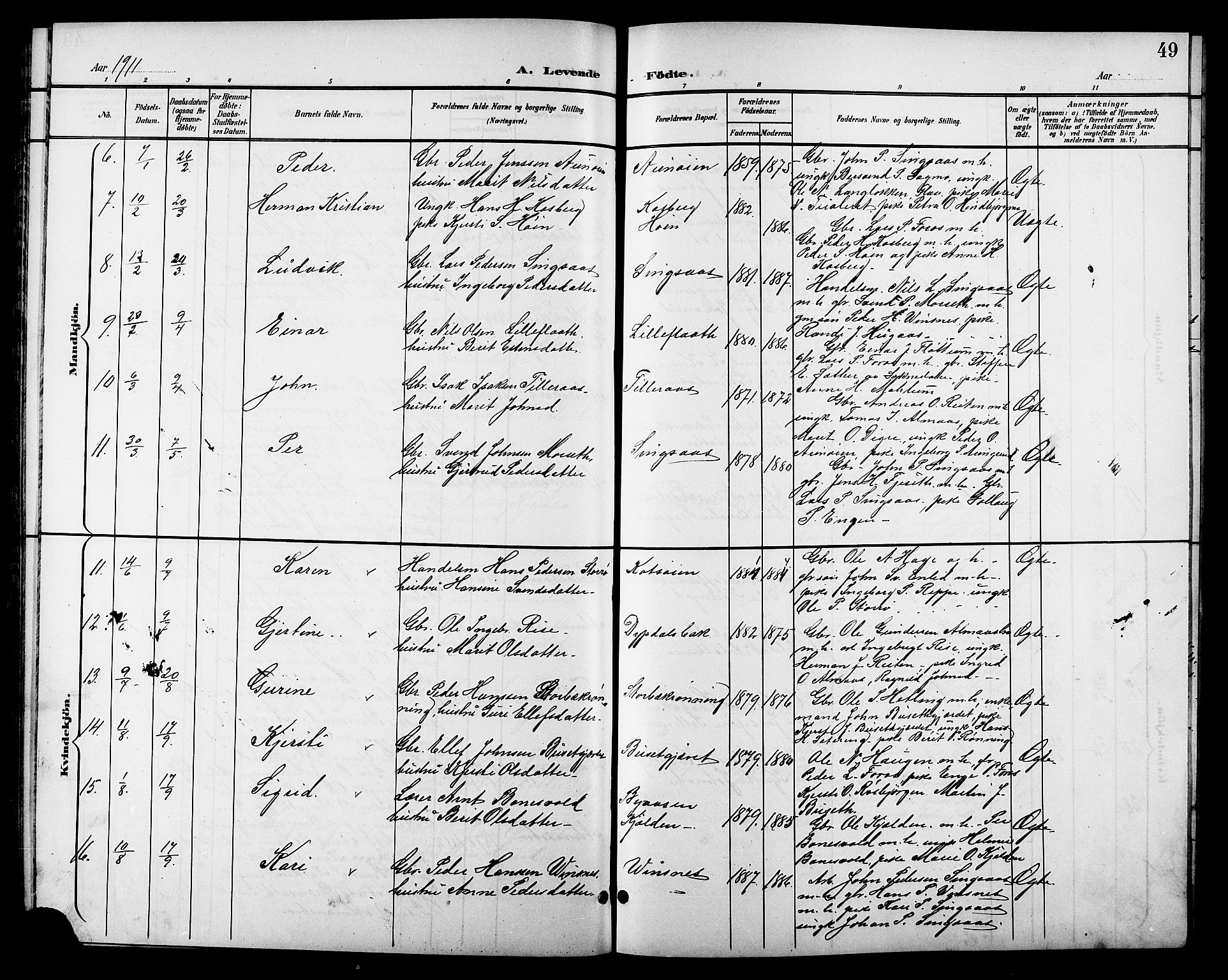 Ministerialprotokoller, klokkerbøker og fødselsregistre - Sør-Trøndelag, SAT/A-1456/688/L1029: Klokkerbok nr. 688C04, 1899-1915, s. 49