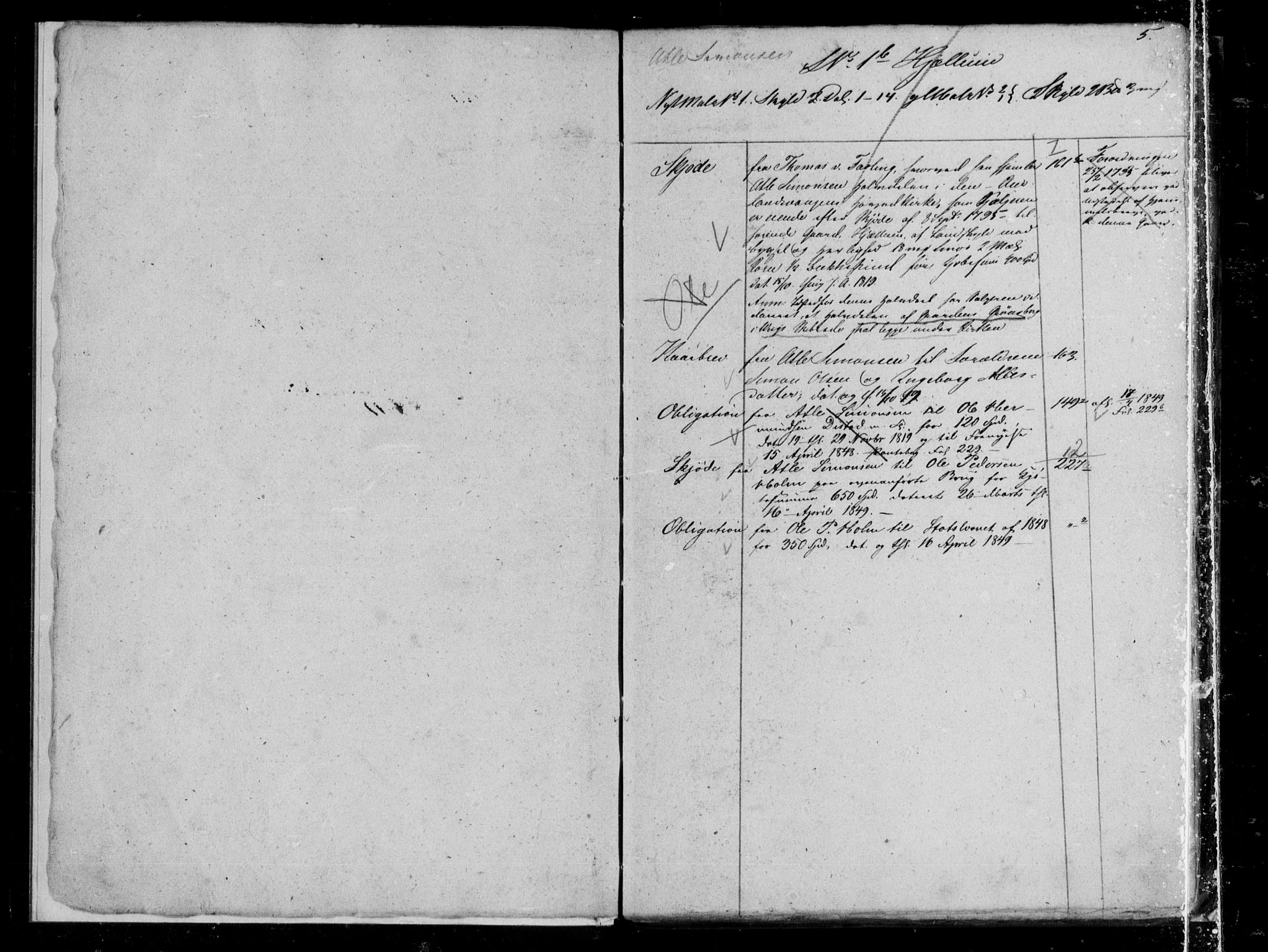 Ytre Sogn tingrett, SAB/A-2601/1/G/Gaa/L0004: Panteregister nr. II.A.a.4, 1800-1850, s. 4-5