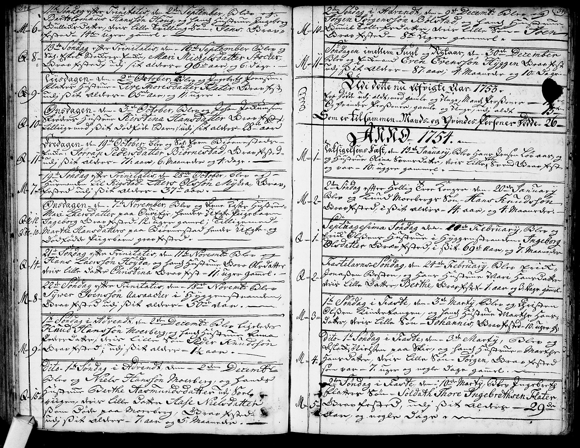 Røyken kirkebøker, SAKO/A-241/G/Ga/L0001: Klokkerbok nr. 1, 1740-1768, s. 348-349