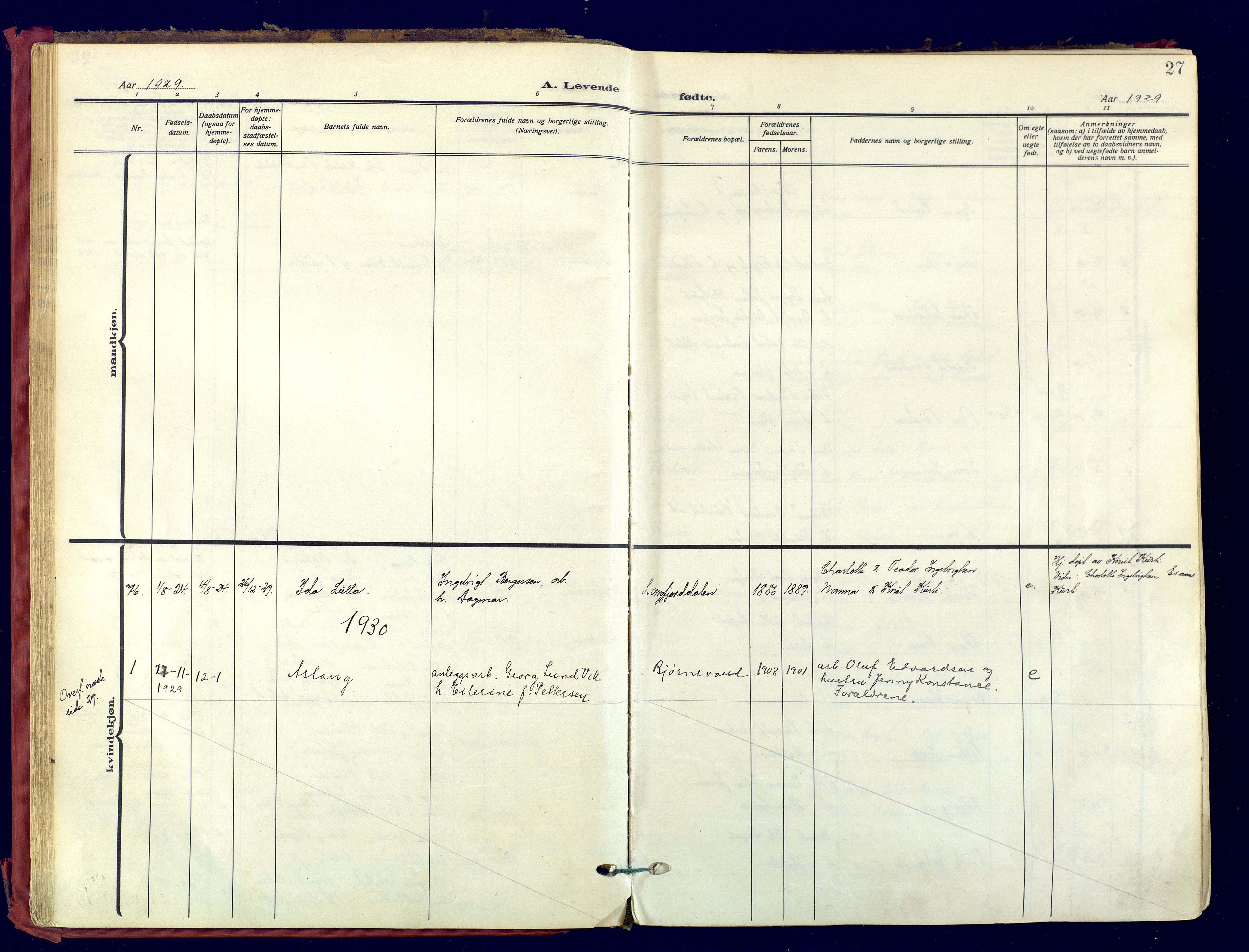 Sør-Varanger sokneprestkontor, AV/SATØ-S-1331/H/Ha/L0007kirke: Ministerialbok nr. 7, 1927-1937, s. 27