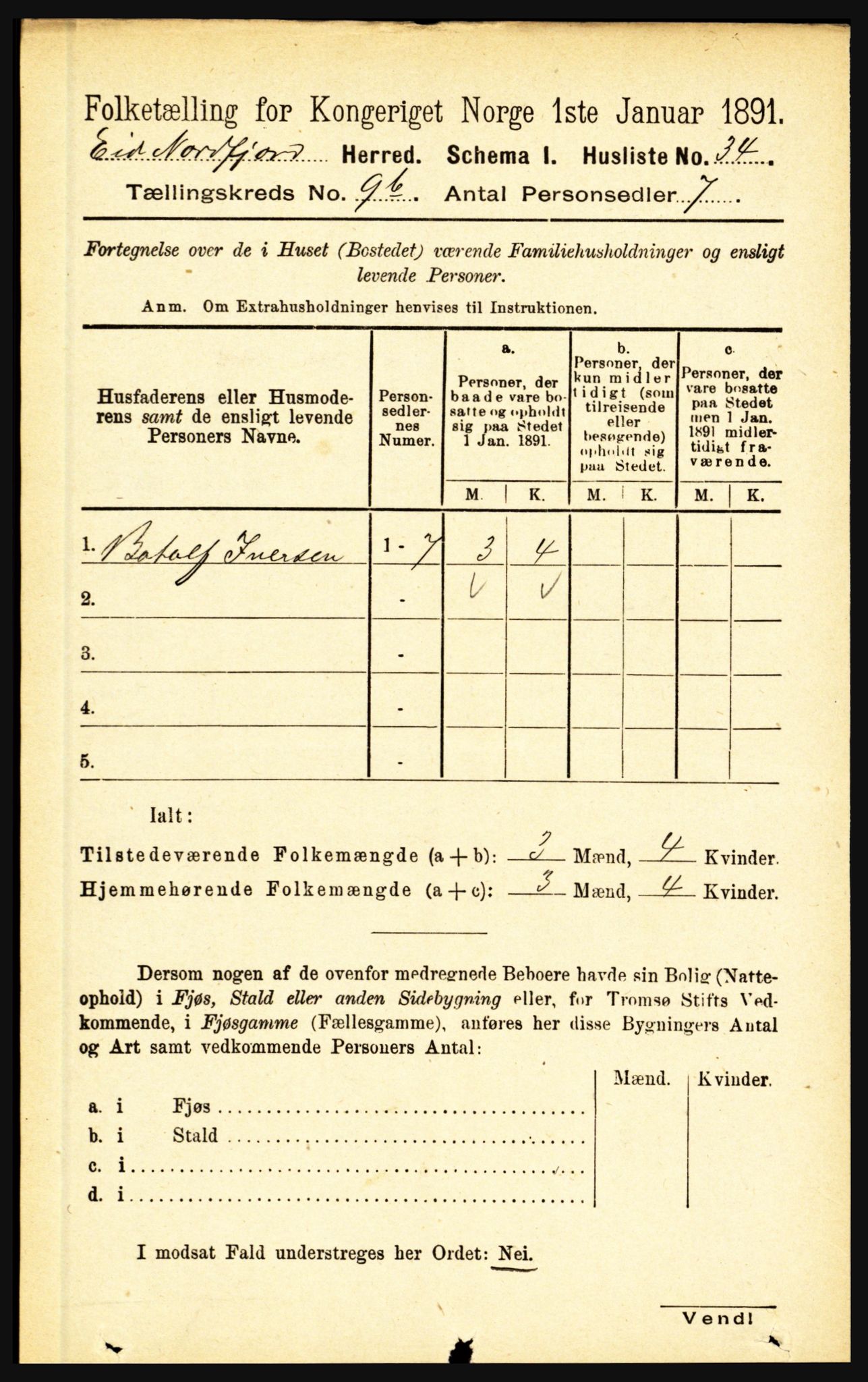 RA, Folketelling 1891 for 1443 Eid herred, 1891, s. 2476