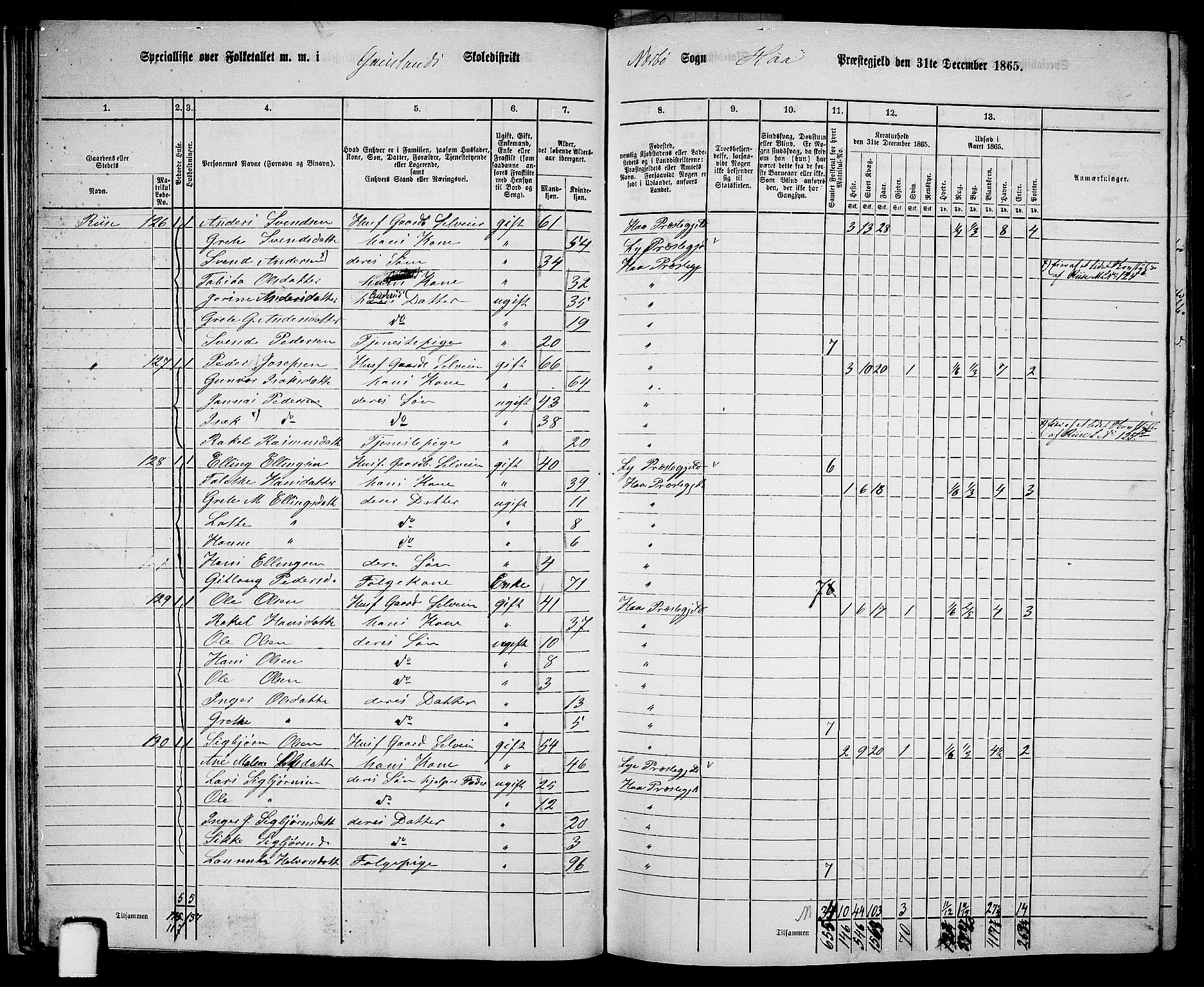 RA, Folketelling 1865 for 1119P Hå prestegjeld, 1865, s. 32