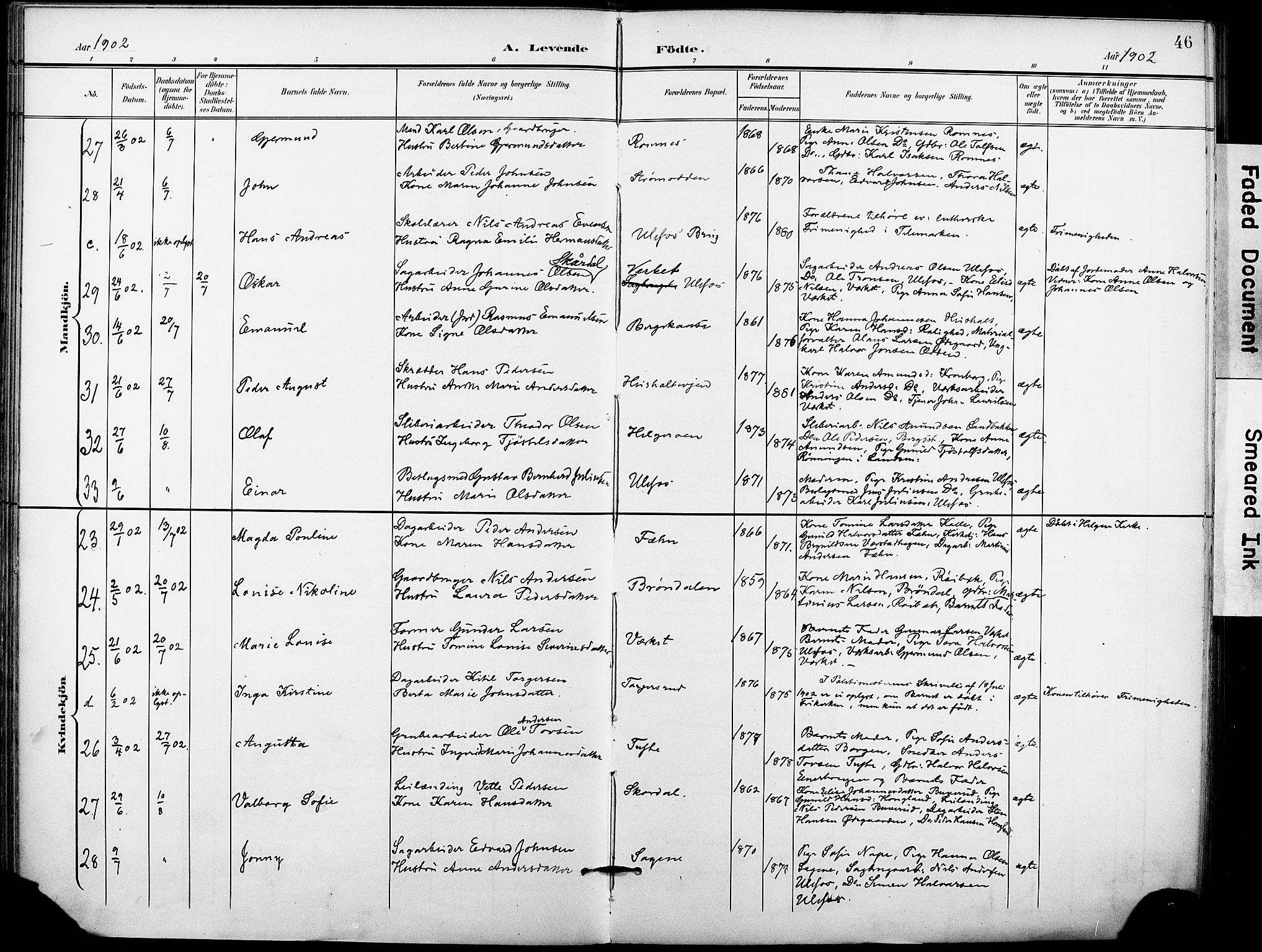 Holla kirkebøker, AV/SAKO-A-272/F/Fa/L0010: Ministerialbok nr. 10, 1897-1907, s. 46