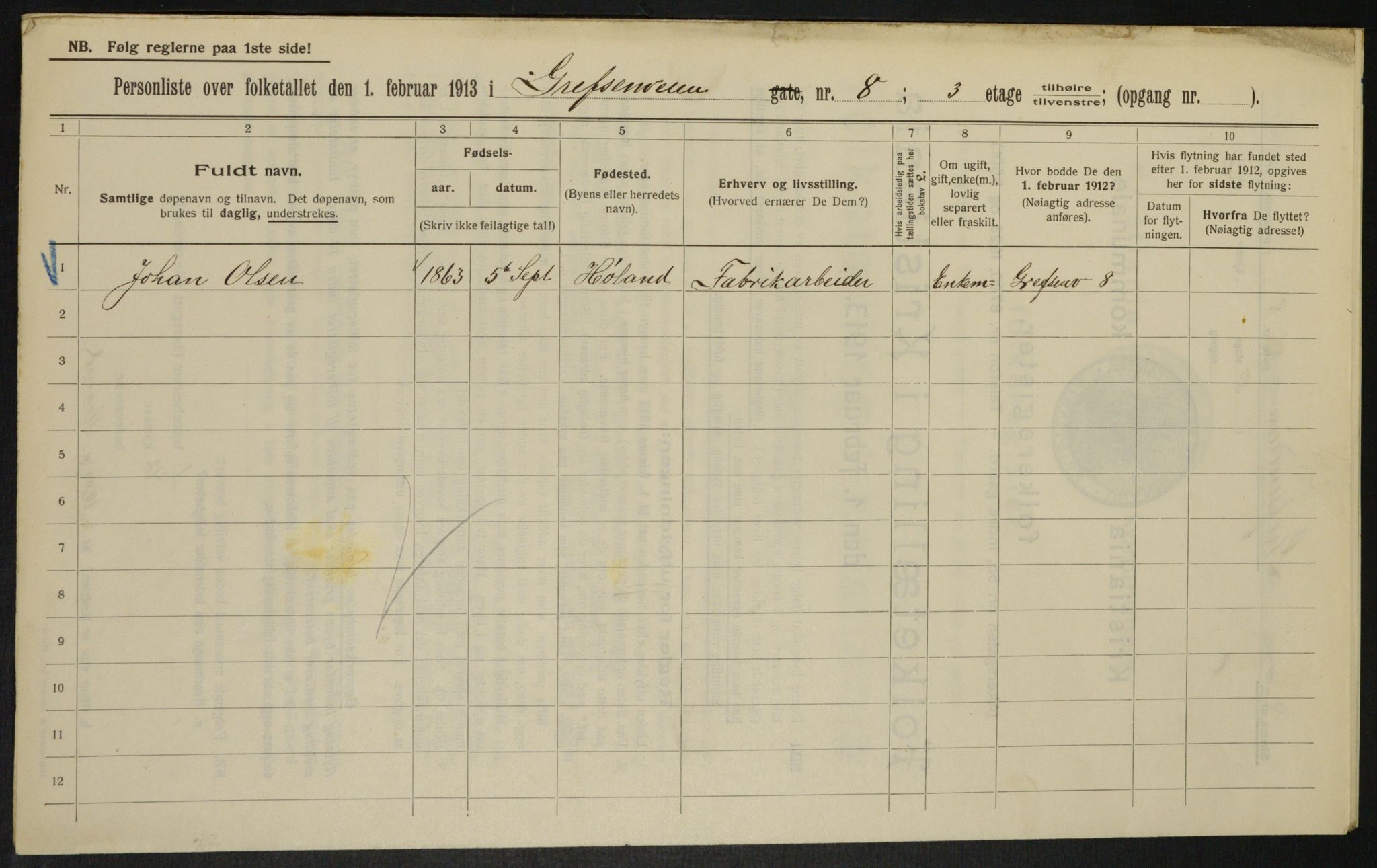 OBA, Kommunal folketelling 1.2.1913 for Kristiania, 1913, s. 29630