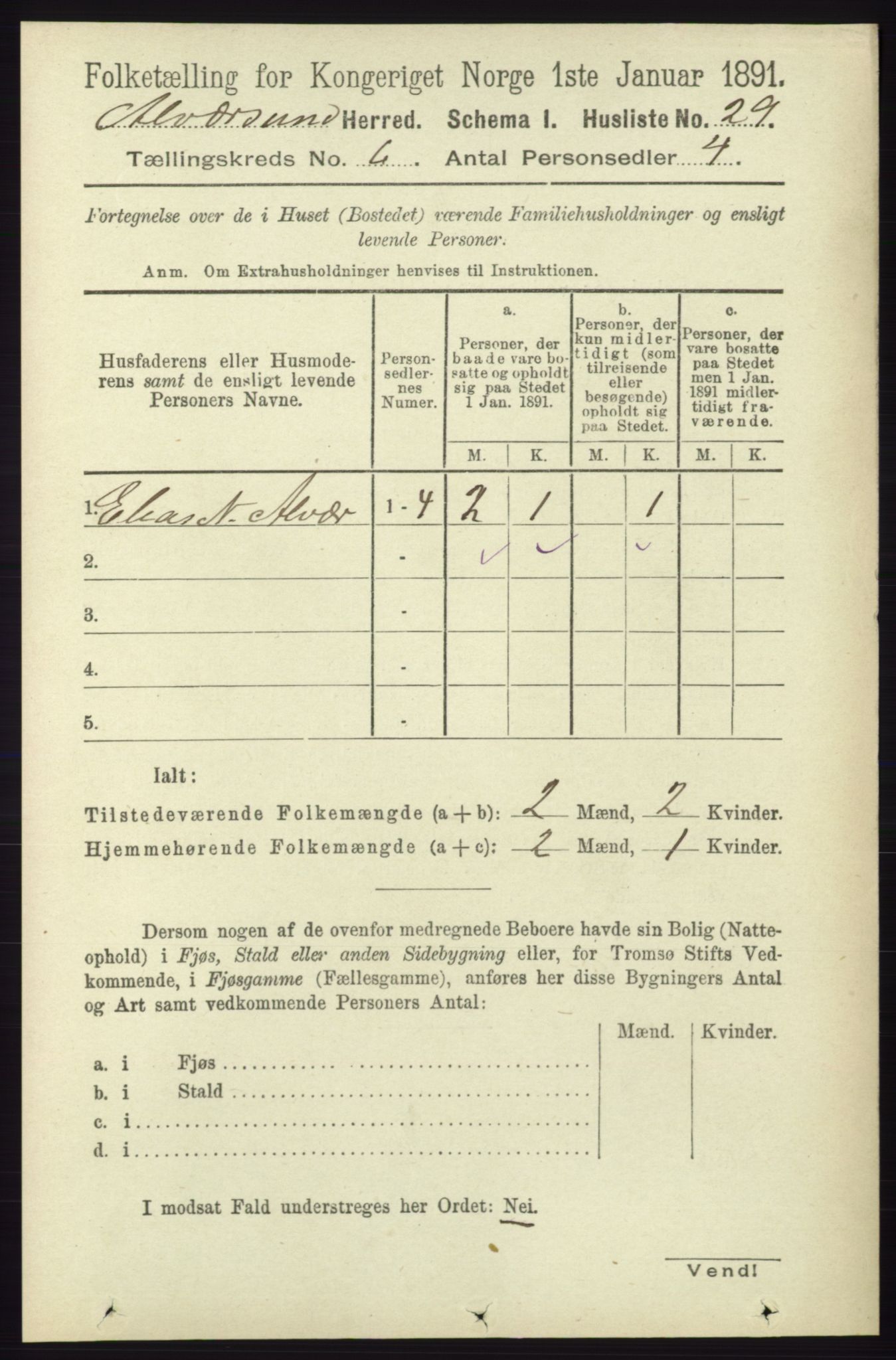 RA, Folketelling 1891 for 1257 Alversund herred, 1891, s. 2037