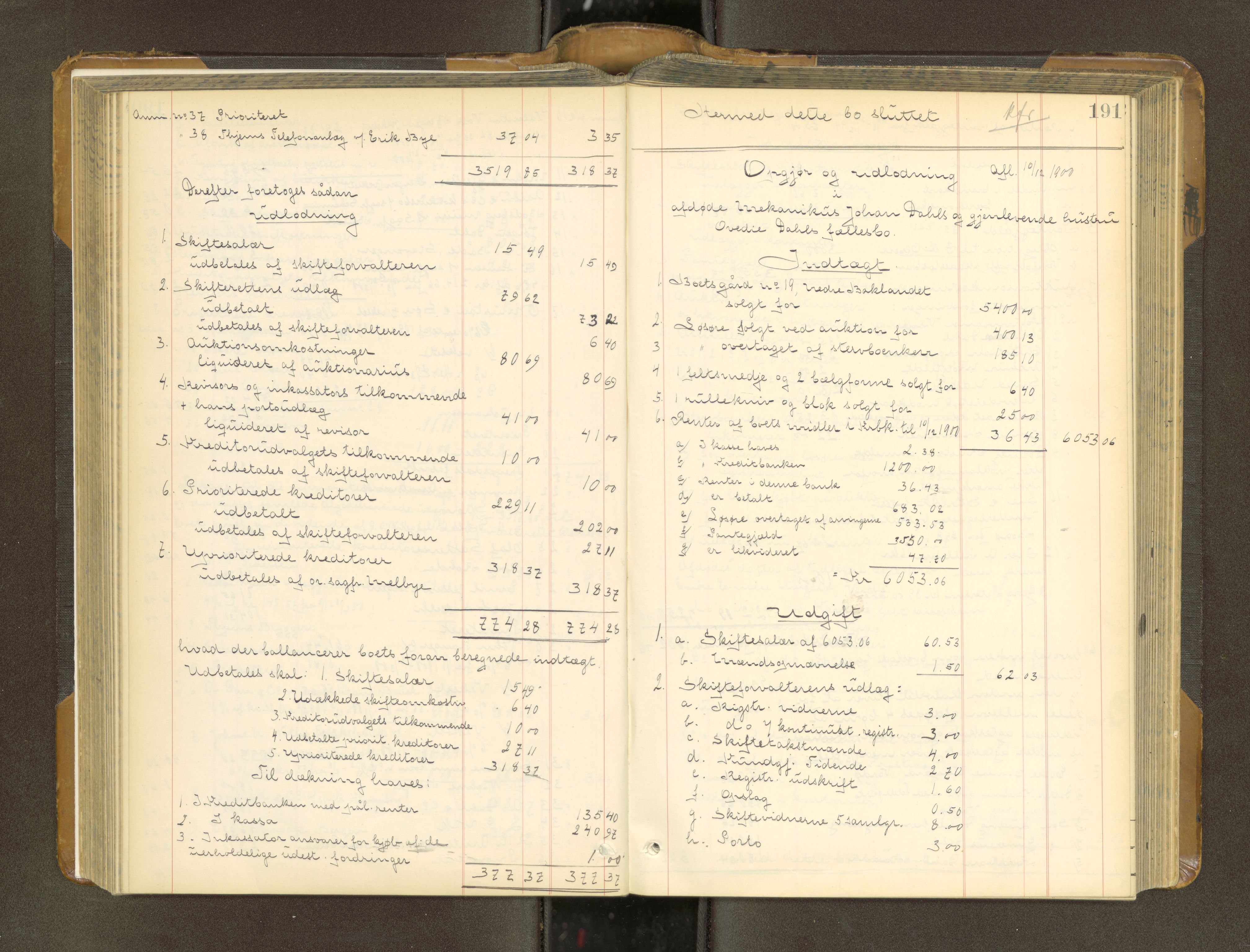 Trondheim byfogd, AV/SAT-A-0003/1/3/3A/L0037: Skifteutlodningsprotokoll - 9/7-29/7. (m/ register) U, 1898-1903, s. 191