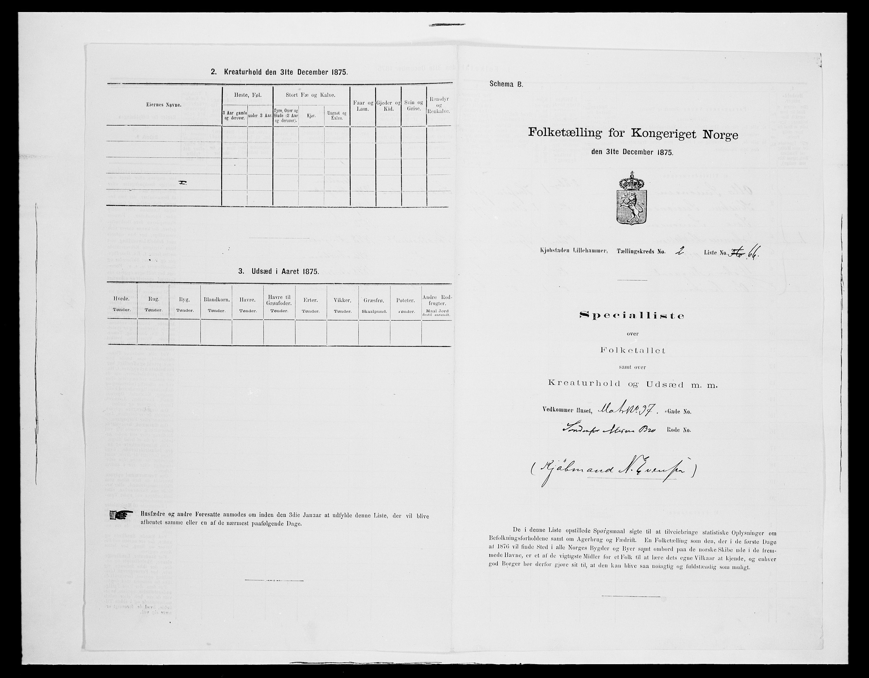 SAH, Folketelling 1875 for 0501B Fåberg prestegjeld, Lillehammer kjøpstad, 1875, s. 152