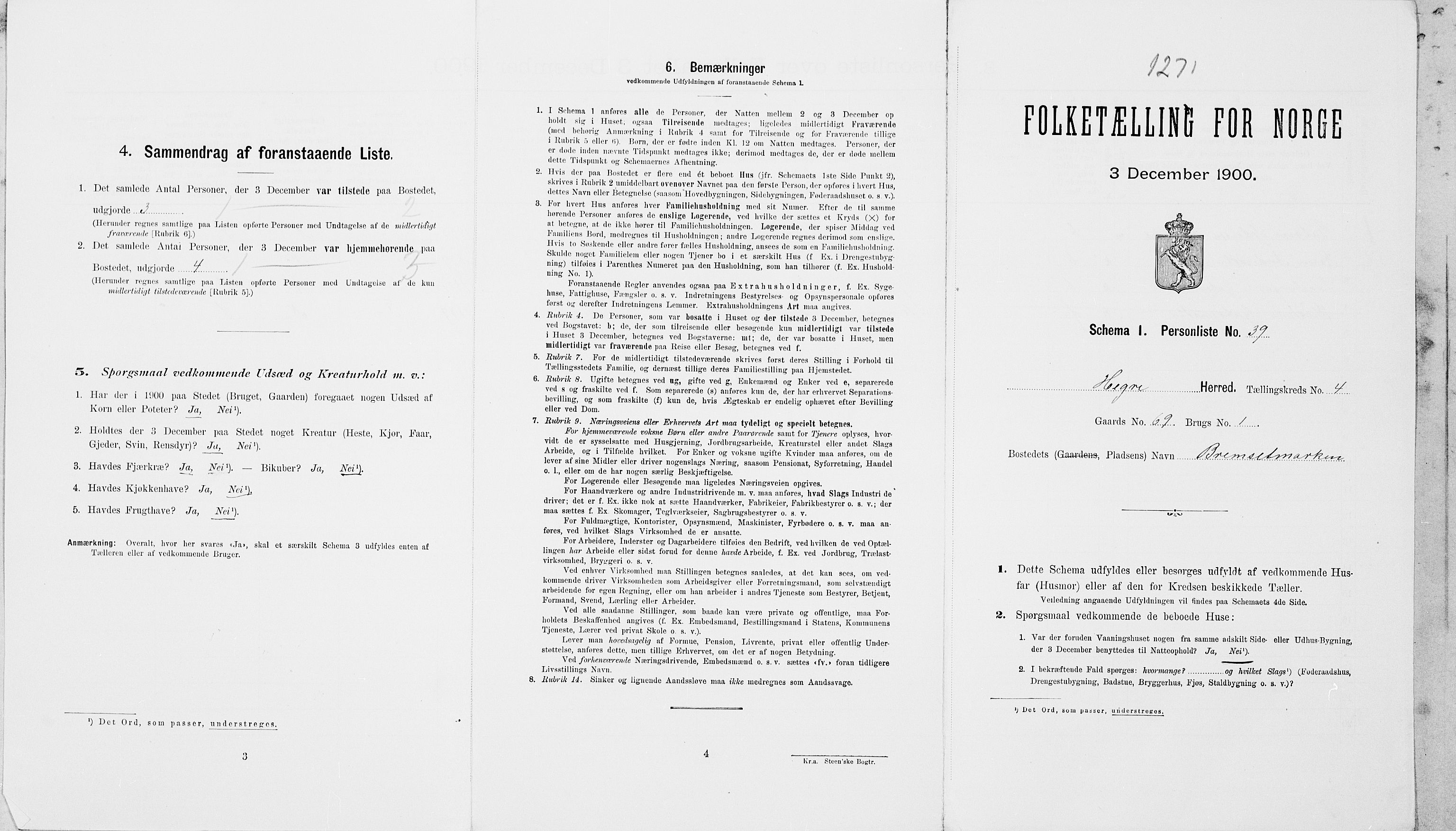 SAT, Folketelling 1900 for 1712 Hegra herred, 1900, s. 609