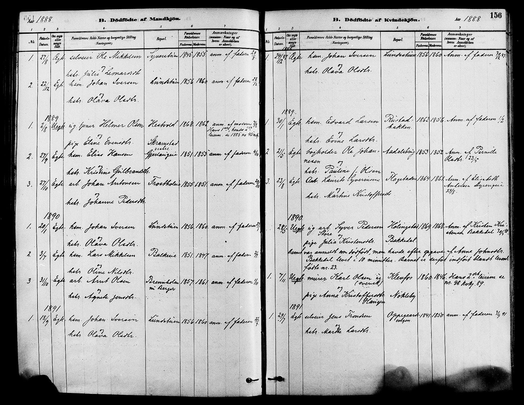 Løten prestekontor, SAH/PREST-022/K/Ka/L0009: Ministerialbok nr. 9, 1878-1891, s. 156