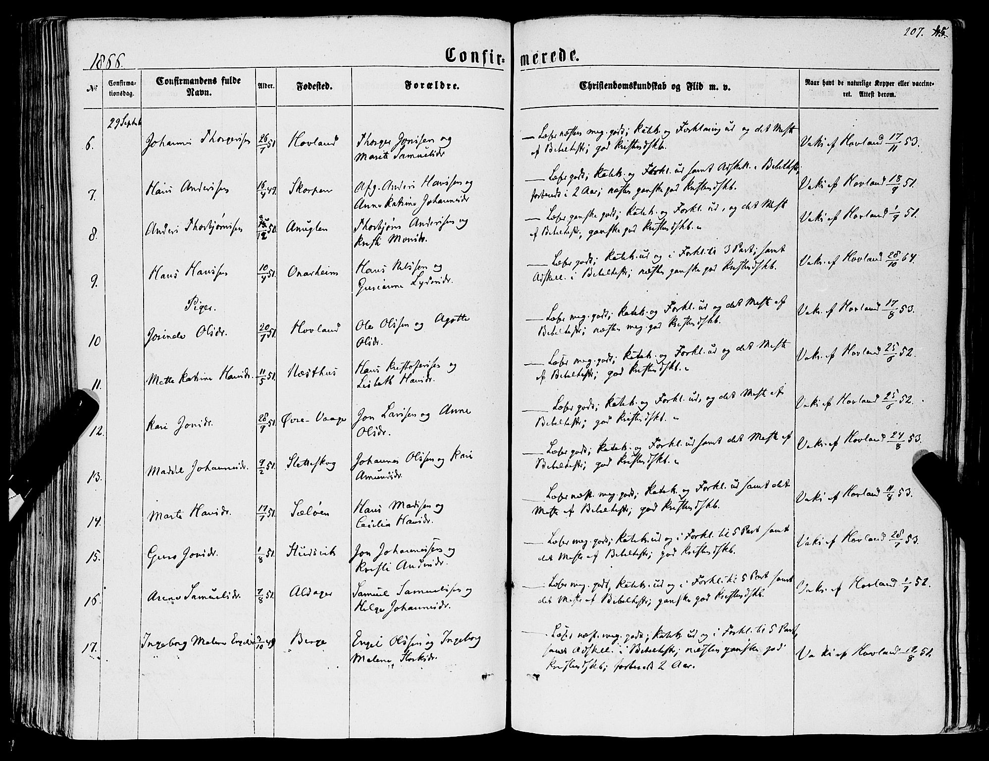 Tysnes sokneprestembete, AV/SAB-A-78601/H/Haa: Ministerialbok nr. A 11, 1860-1871, s. 207