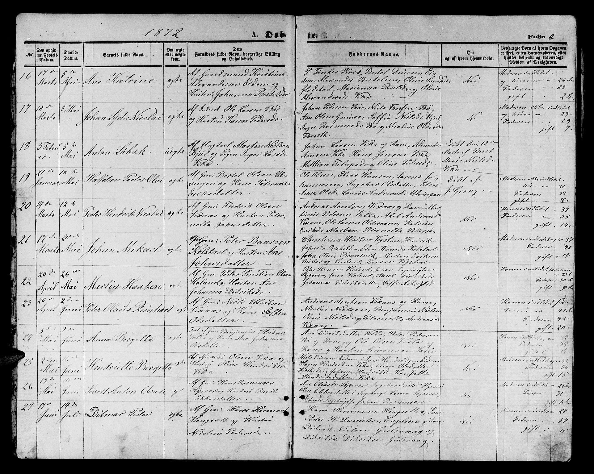 Ministerialprotokoller, klokkerbøker og fødselsregistre - Nordland, AV/SAT-A-1459/816/L0252: Klokkerbok nr. 816C02, 1871-1885, s. 6