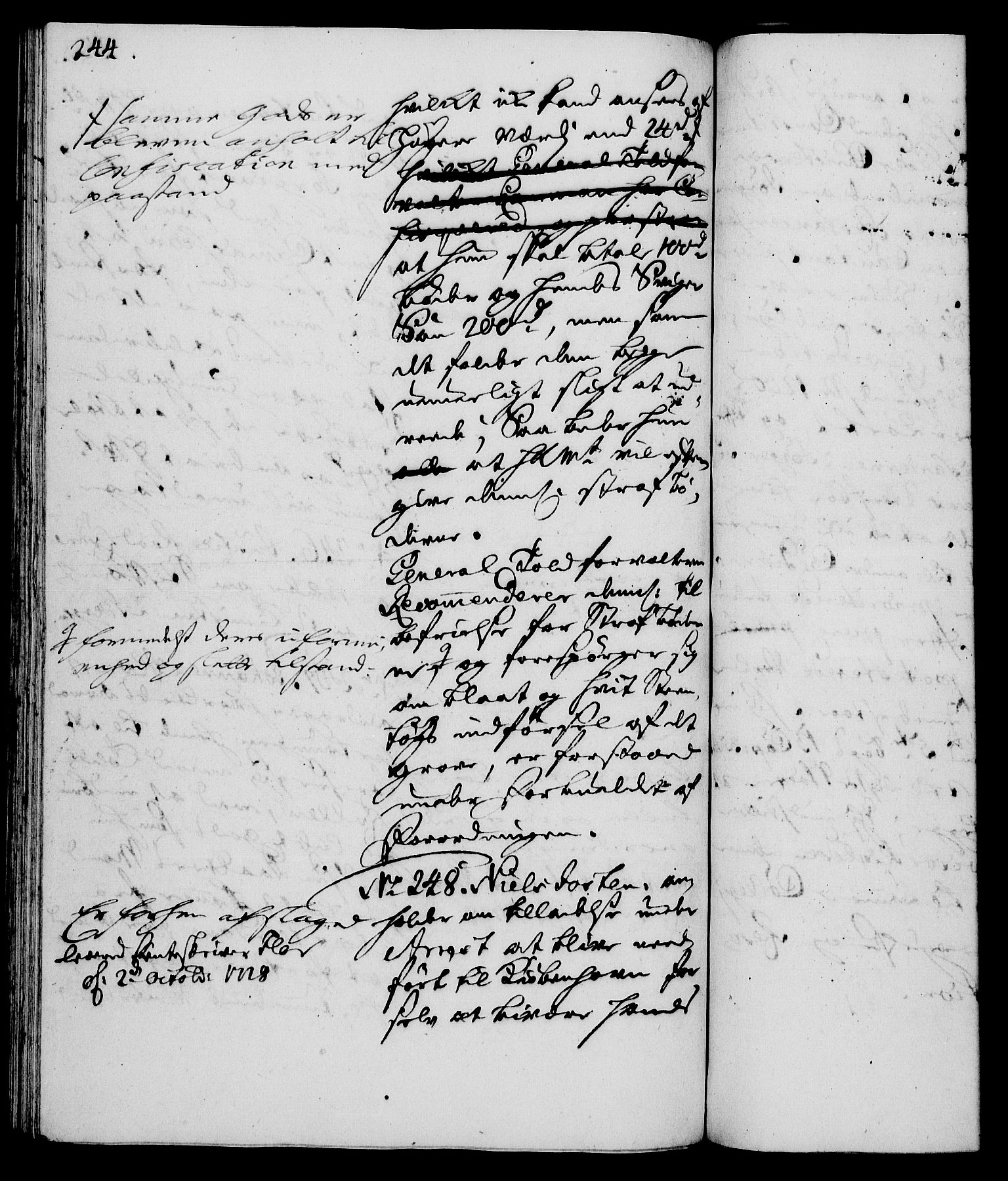 Rentekammeret, Kammerkanselliet, RA/EA-3111/G/Gh/Gha/L0010: Norsk ekstraktmemorialprotokoll (merket RK 53.55), 1728, s. 244