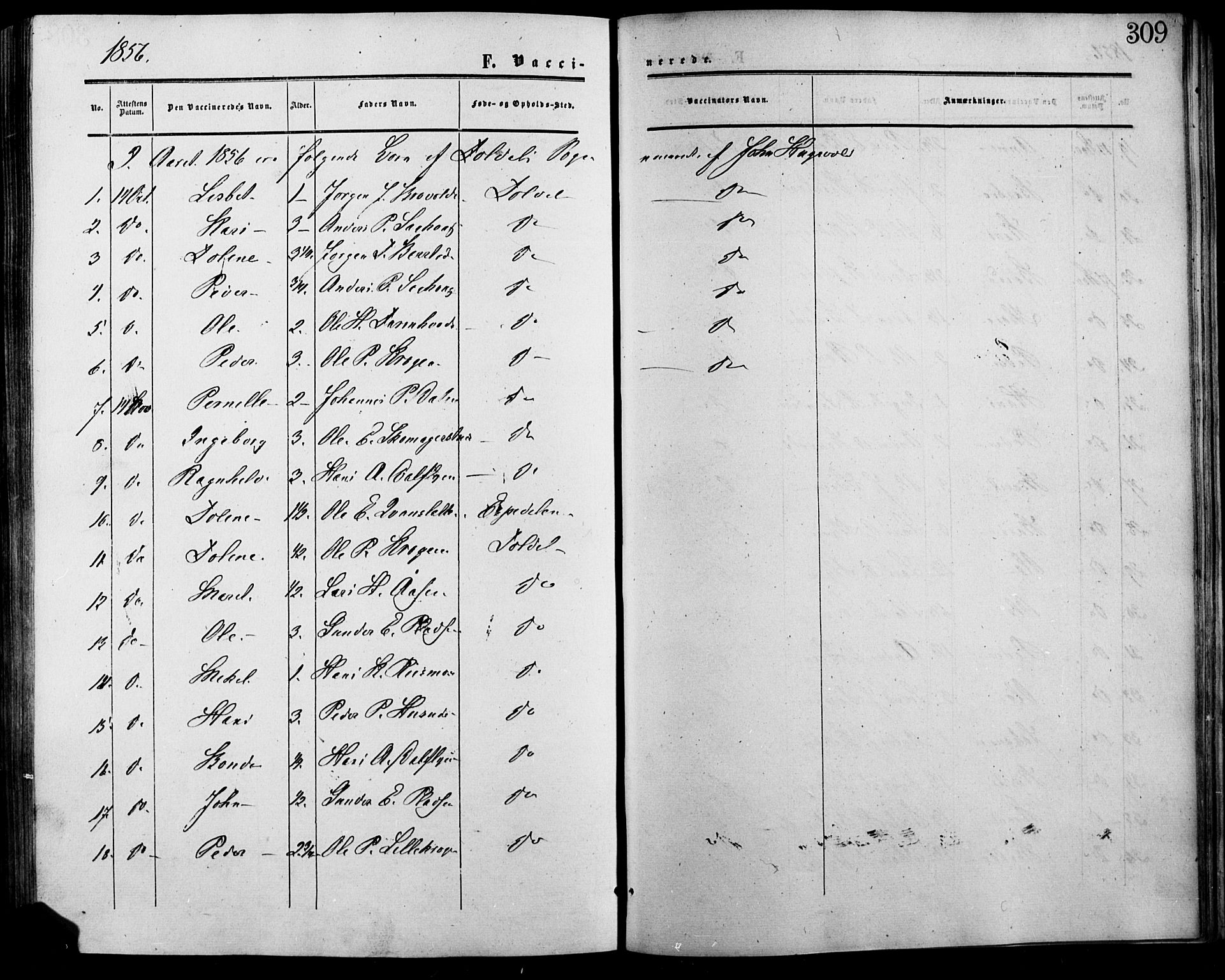 Lesja prestekontor, AV/SAH-PREST-068/H/Ha/Haa/L0007: Ministerialbok nr. 7, 1854-1862, s. 309
