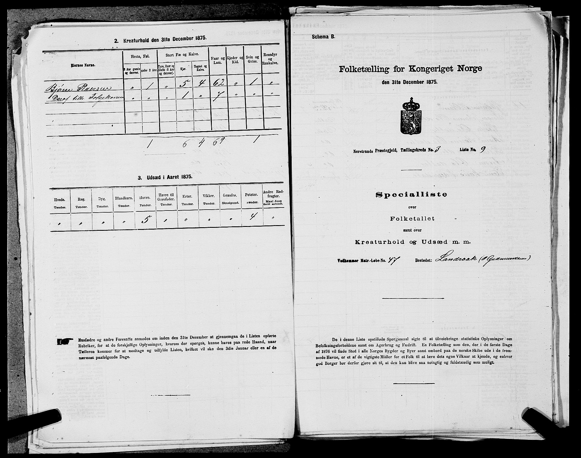 SAST, Folketelling 1875 for 1139P Nedstrand prestegjeld, 1875, s. 459