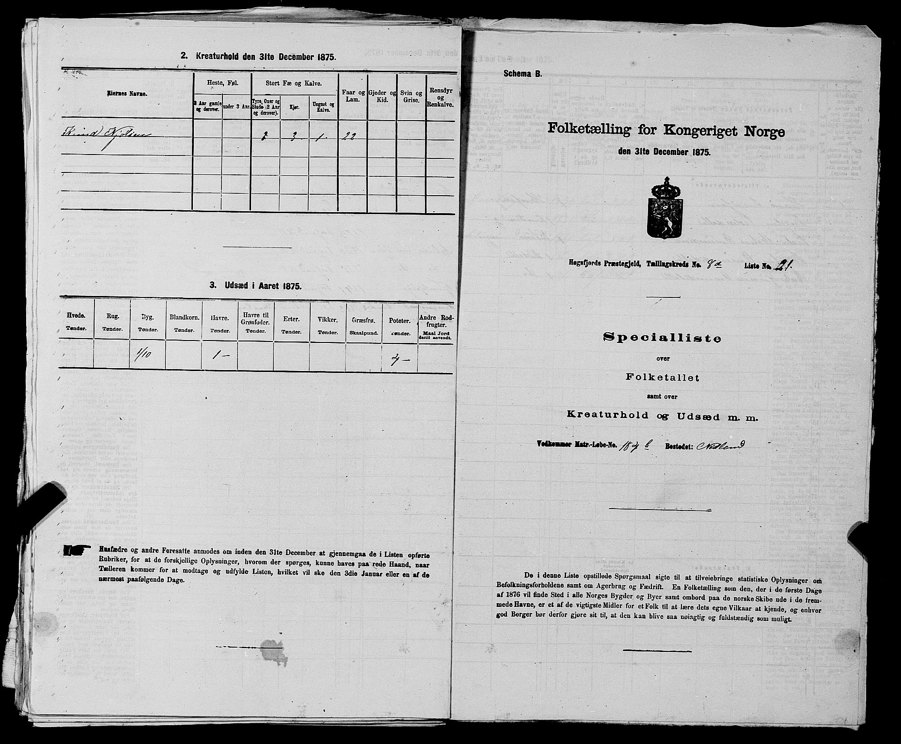 SAST, Folketelling 1875 for 1128P Høgsfjord prestegjeld, 1875, s. 715