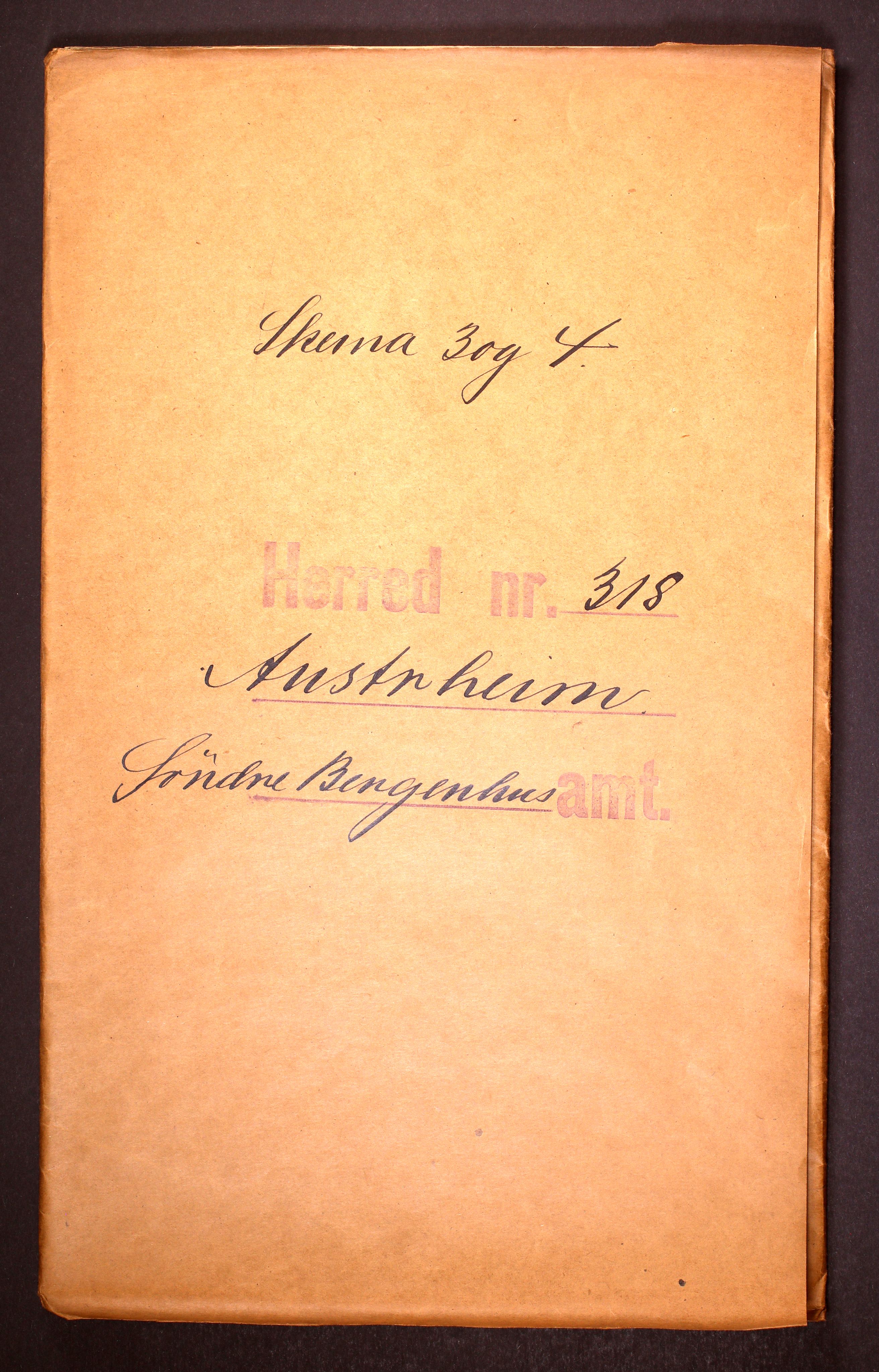 RA, Folketelling 1910 for 1264 Austrheim herred, 1910, s. 1