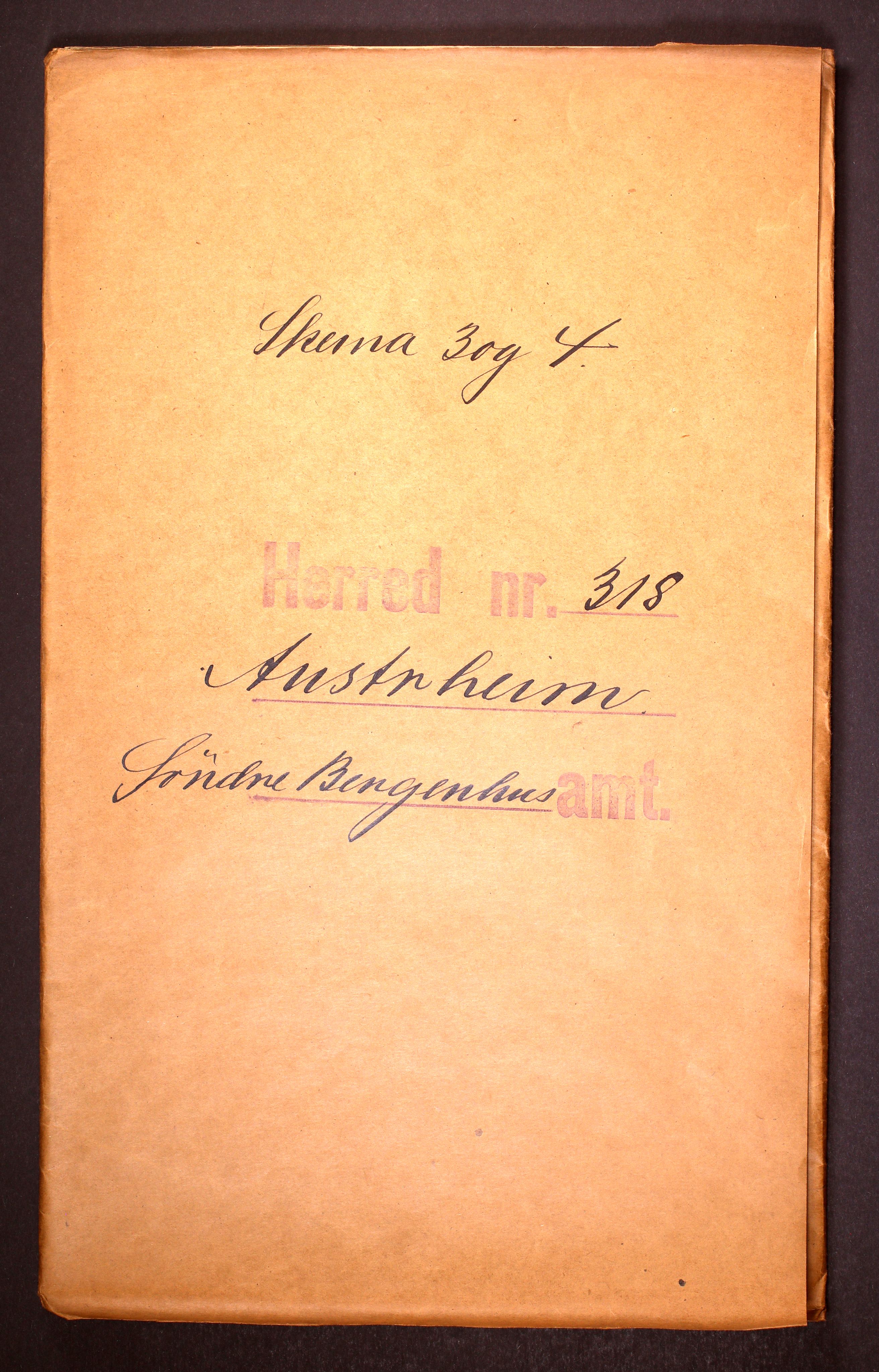 RA, Folketelling 1910 for 1264 Austrheim herred, 1910, s. 1