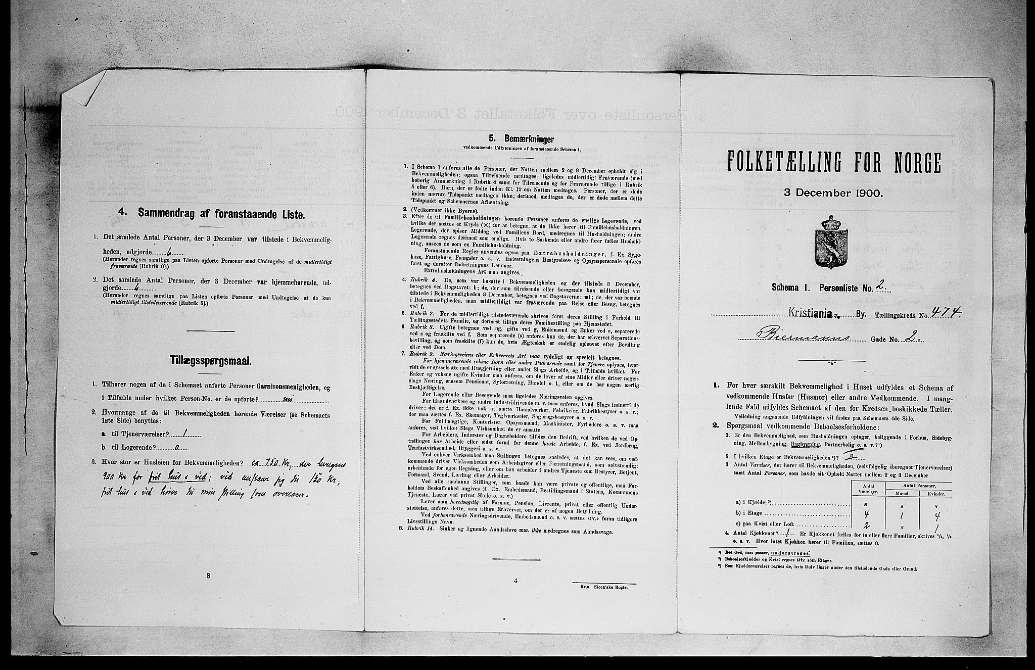 SAO, Folketelling 1900 for 0301 Kristiania kjøpstad, 1900, s. 4475