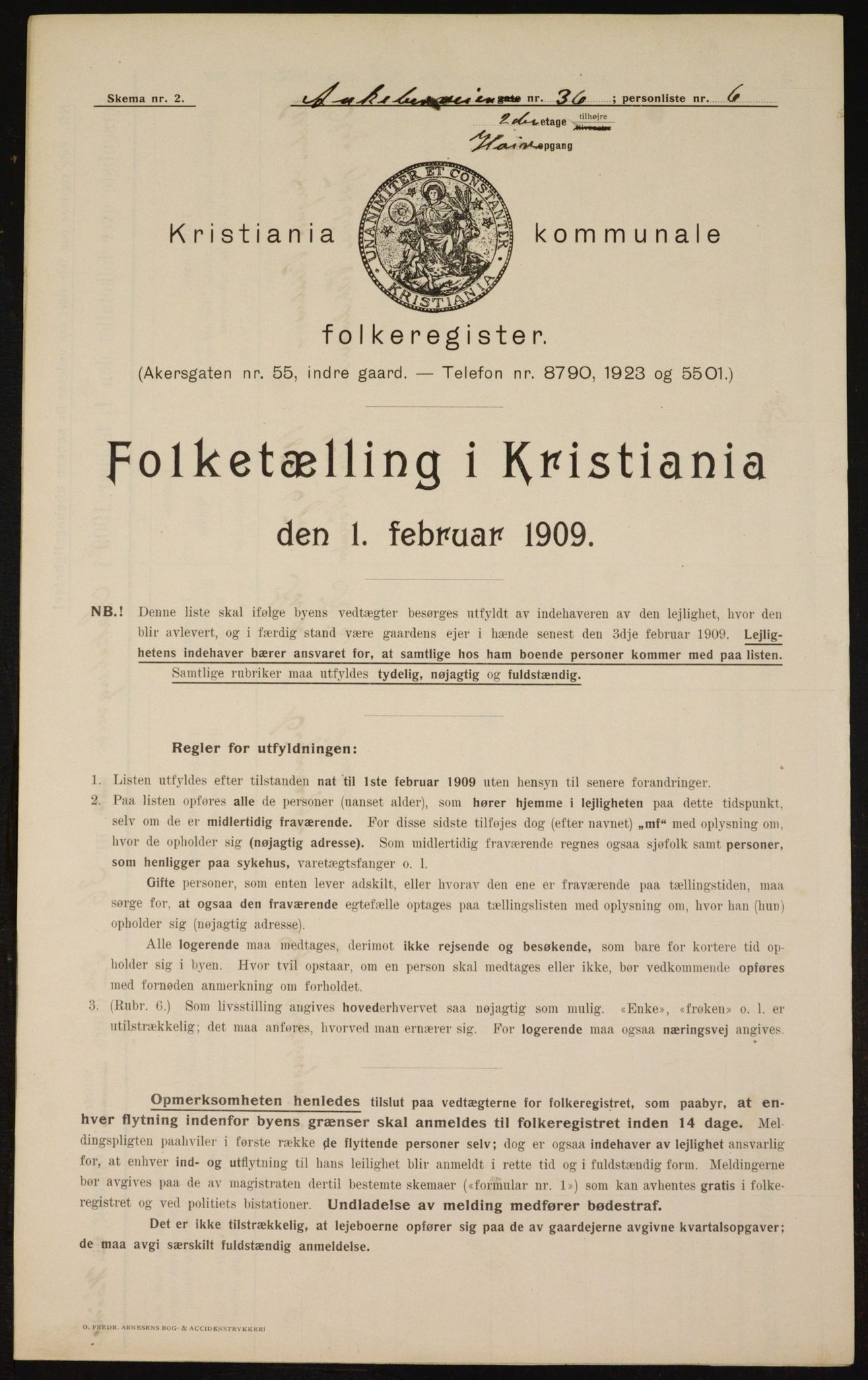 OBA, Kommunal folketelling 1.2.1909 for Kristiania kjøpstad, 1909, s. 118532