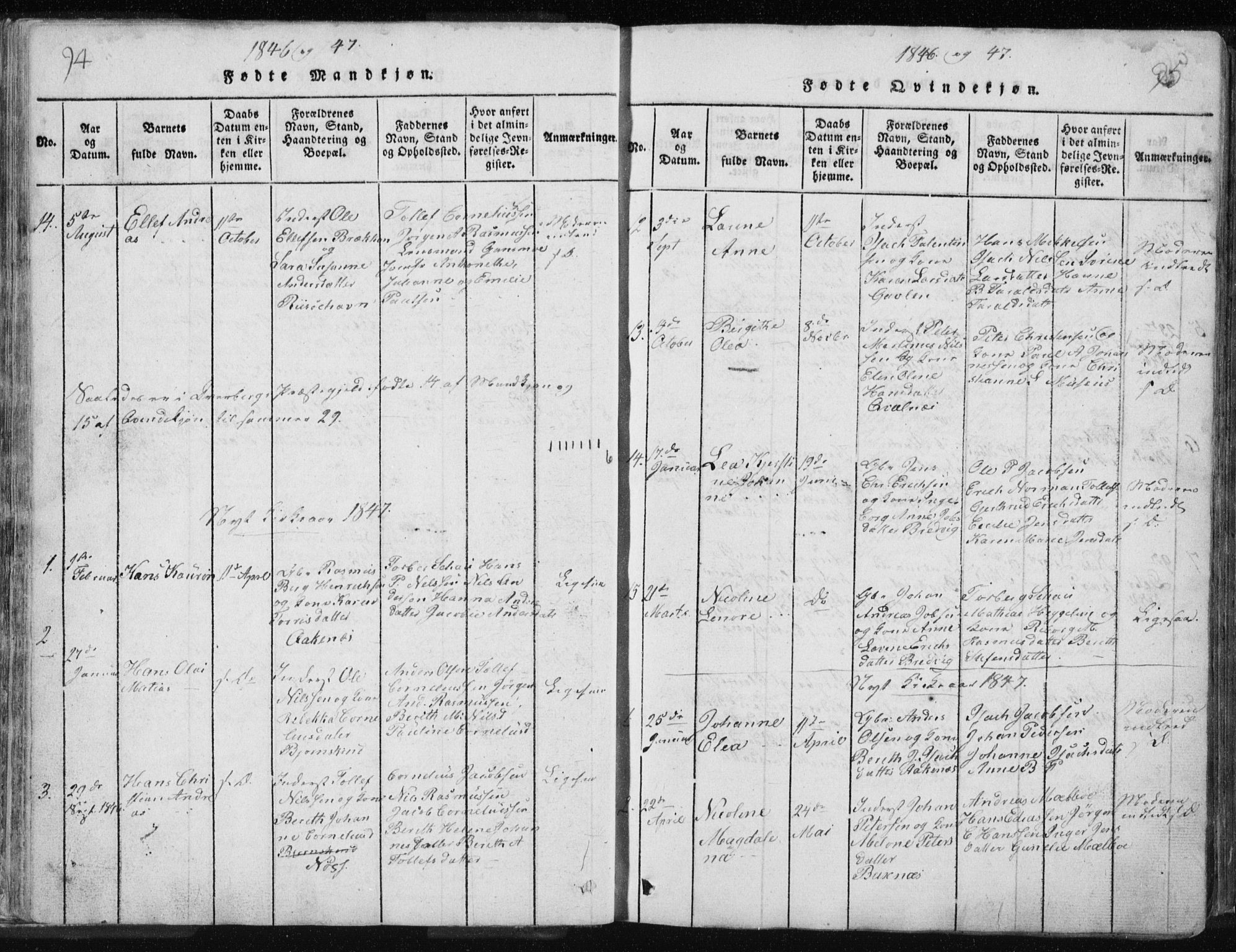 Ministerialprotokoller, klokkerbøker og fødselsregistre - Nordland, AV/SAT-A-1459/897/L1411: Klokkerbok nr. 897C01, 1820-1866, s. 94-95