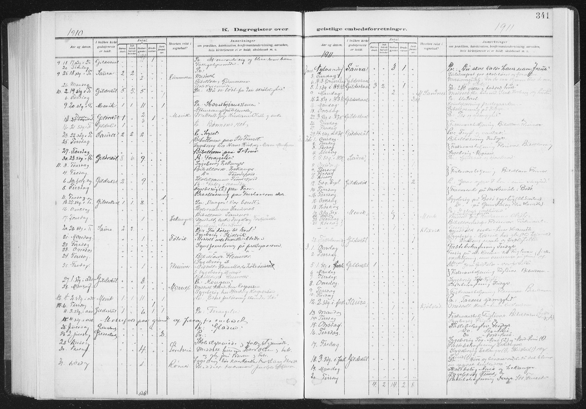 Ministerialprotokoller, klokkerbøker og fødselsregistre - Nordland, SAT/A-1459/805/L0104: Ministerialbok nr. 805A09, 1909-1926, s. 341