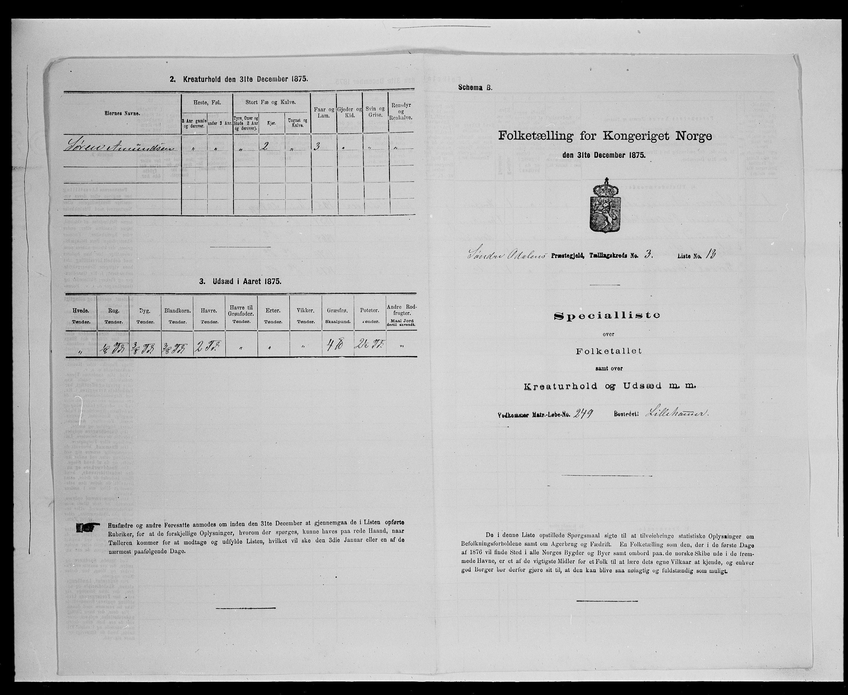 SAH, Folketelling 1875 for 0419P Sør-Odal prestegjeld, 1875, s. 406