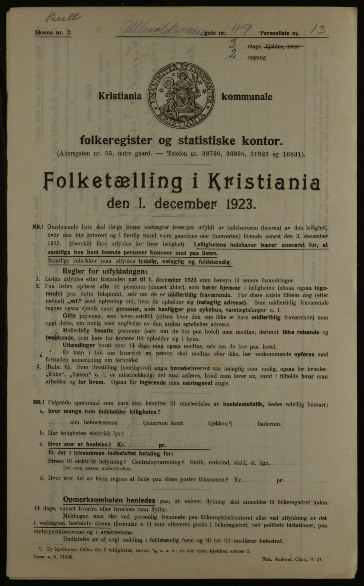 OBA, Kommunal folketelling 1.12.1923 for Kristiania, 1923, s. 131794