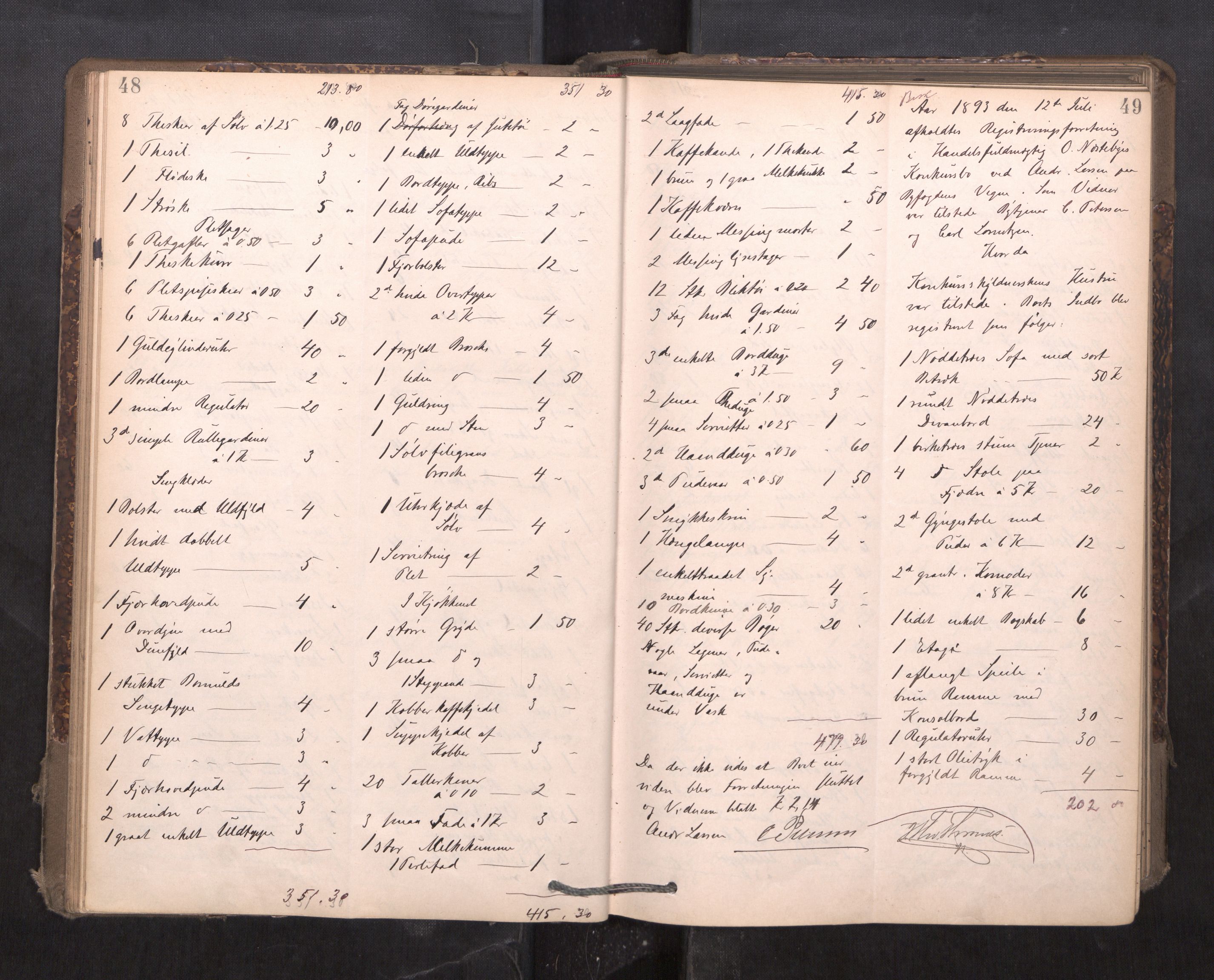 Trondheim byfogd, AV/SAT-A-0003/1/3/3C/L0015: Skifteregistreringsprotokoll - 24/2-21/3 (u/ register), 1893-1899, s. 48-49