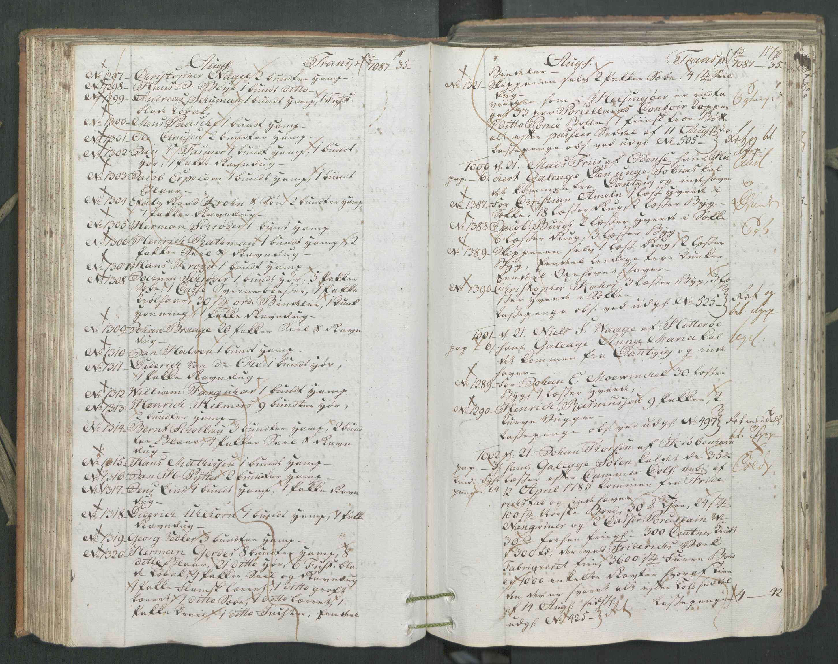 Generaltollkammeret, tollregnskaper, AV/RA-EA-5490/R26/L0222/0001: Tollregnskaper Bergen A / Inngående hovedtollbok, 1786, s. 116b-117a