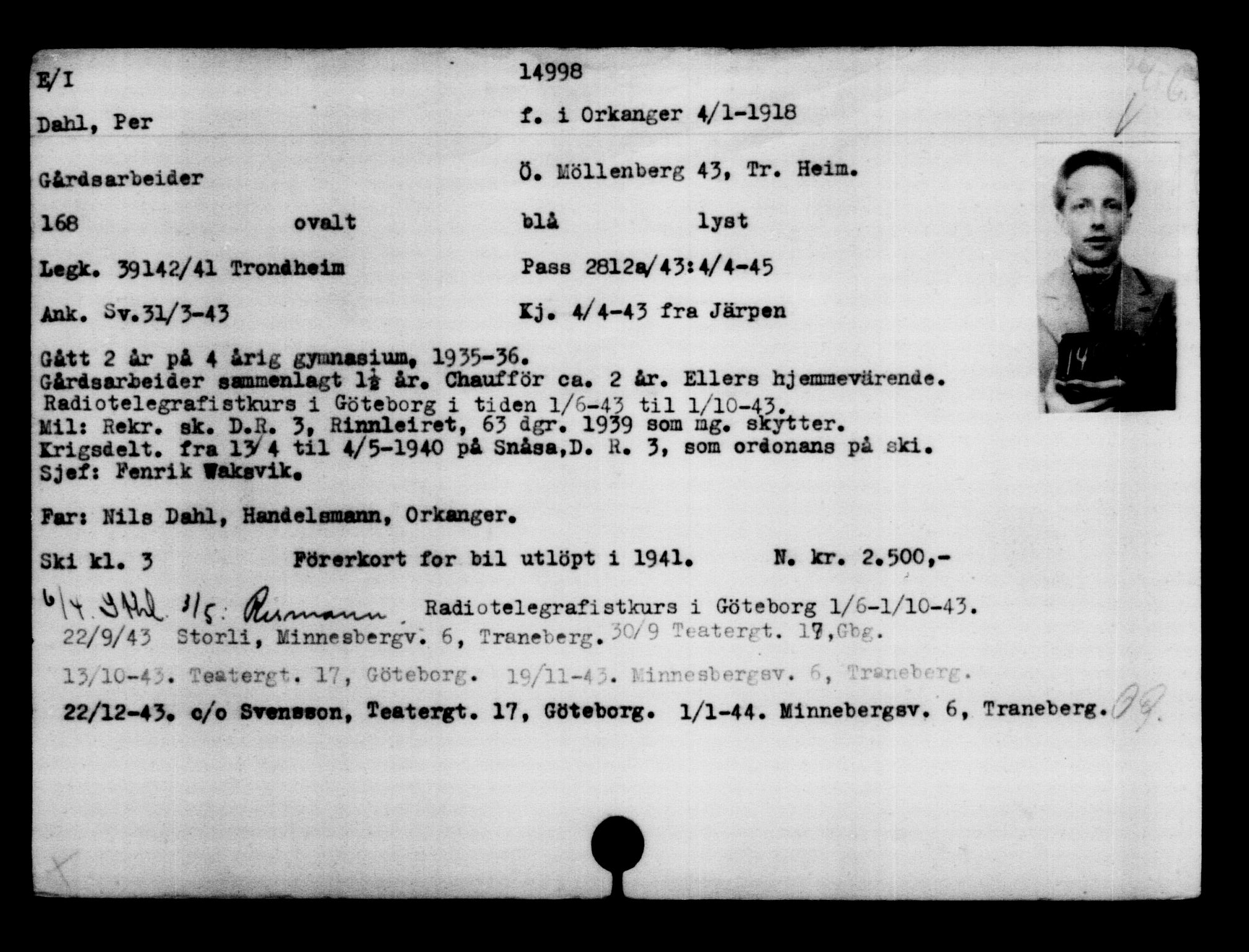 Den Kgl. Norske Legasjons Flyktningskontor, AV/RA-S-6753/V/Va/L0007: Kjesäterkartoteket.  Flyktningenr. 12700-15723, 1940-1945, s. 2639
