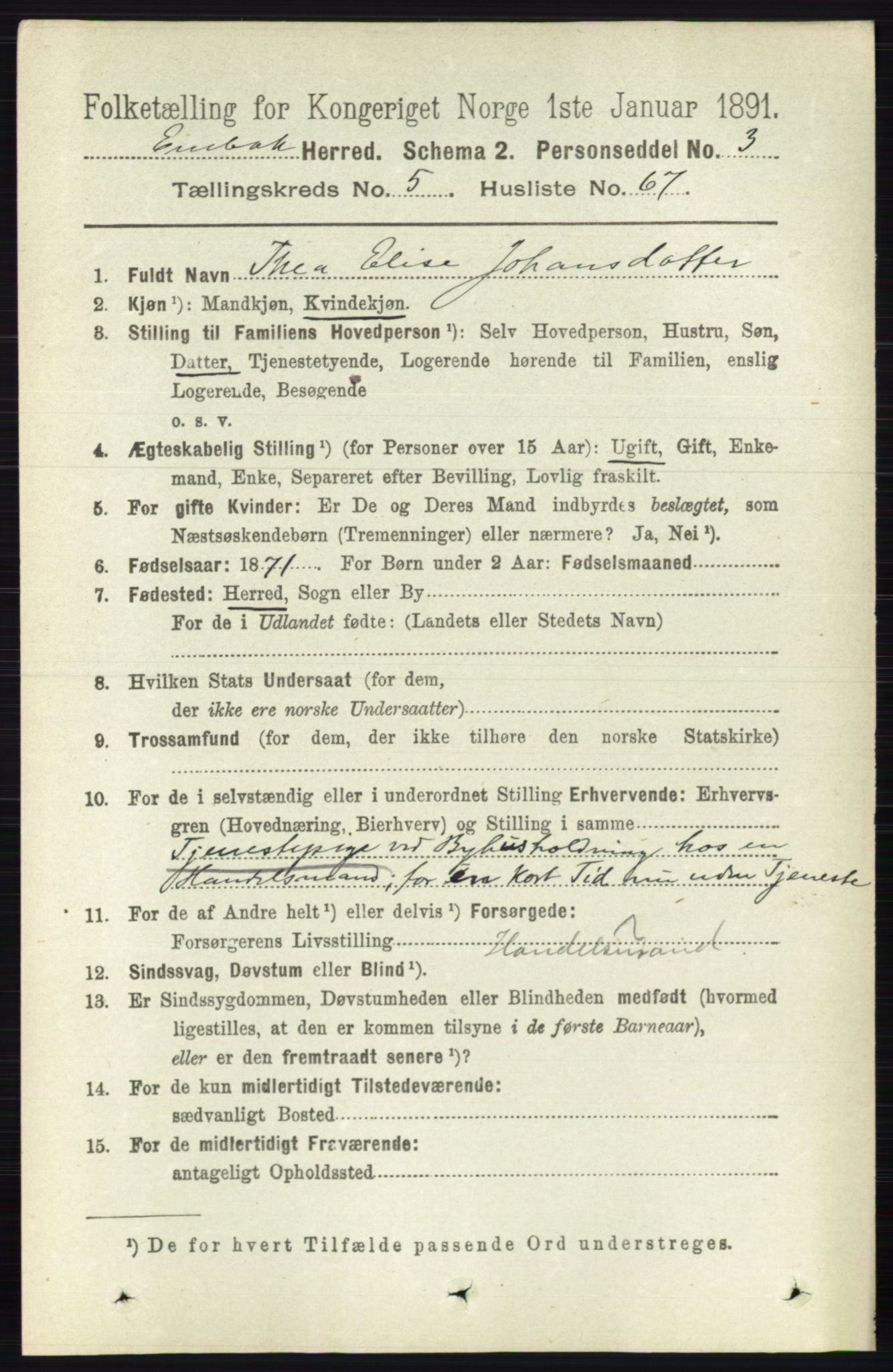 RA, Folketelling 1891 for 0229 Enebakk herred, 1891, s. 2395