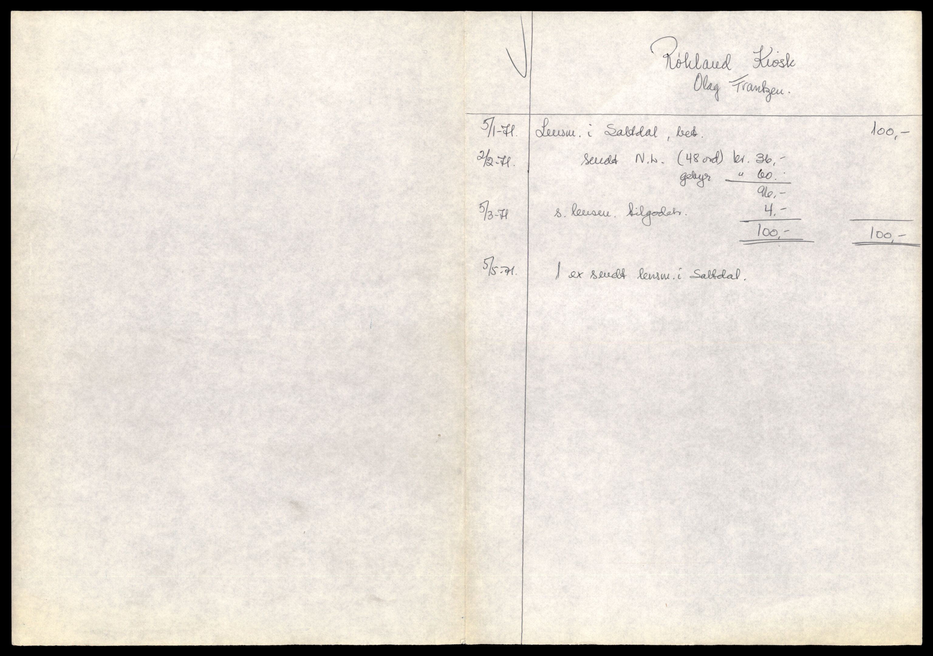 Salten sorenskriveri, AV/SAT-A-4578/4/J/Jd/Jda/L0023: Bilag. Enkeltmannsforetak, personlig firma og andelslag Rø - Sa, 1930-1988, s. 1