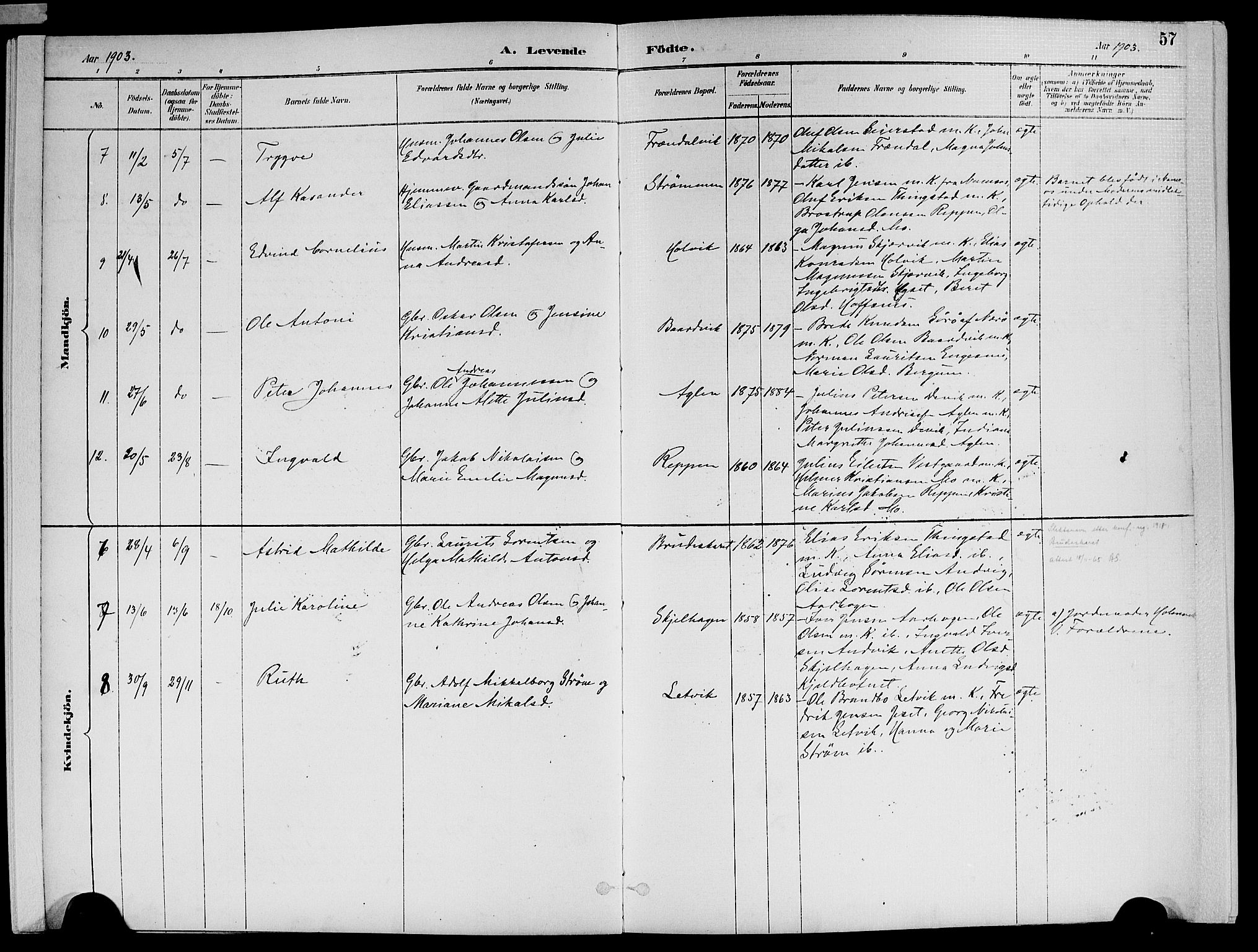 Ministerialprotokoller, klokkerbøker og fødselsregistre - Nord-Trøndelag, SAT/A-1458/773/L0617: Ministerialbok nr. 773A08, 1887-1910, s. 57
