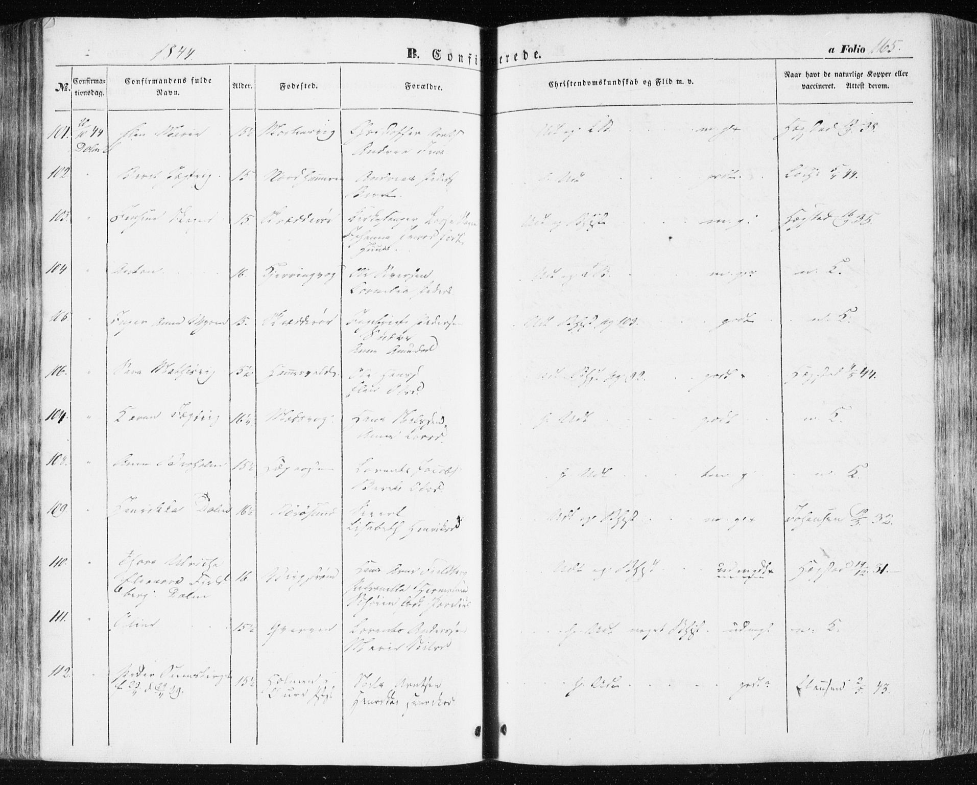 Ministerialprotokoller, klokkerbøker og fødselsregistre - Sør-Trøndelag, SAT/A-1456/634/L0529: Ministerialbok nr. 634A05, 1843-1851, s. 165